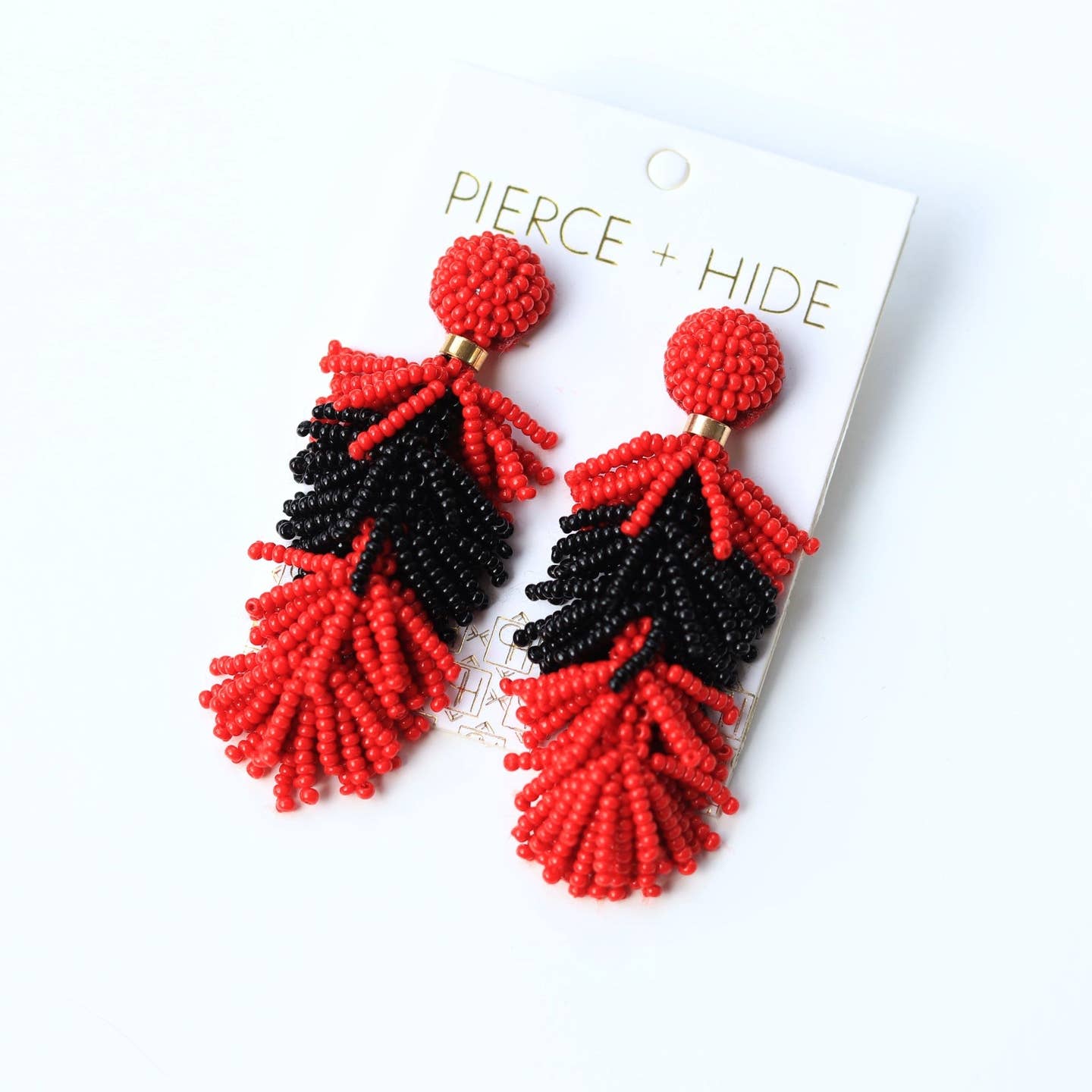 Pierce + Hide: Red/Black Tiered Tassel Earring