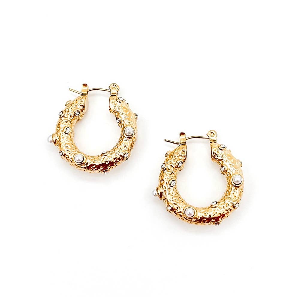 Beljoy: Eleanor French Pearl Hoop Earrings