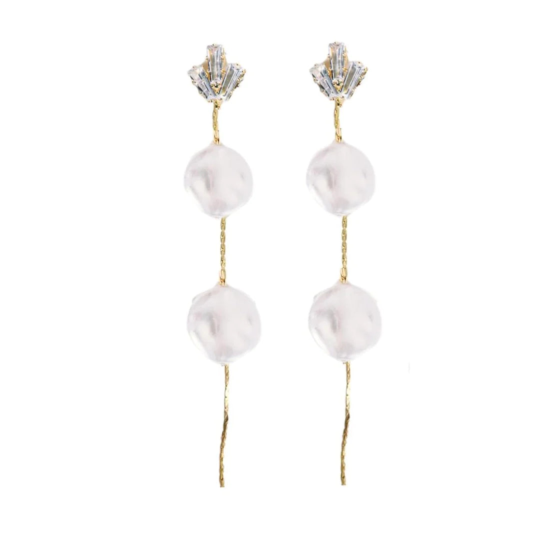 Pearl and Diamond Drop Earrings