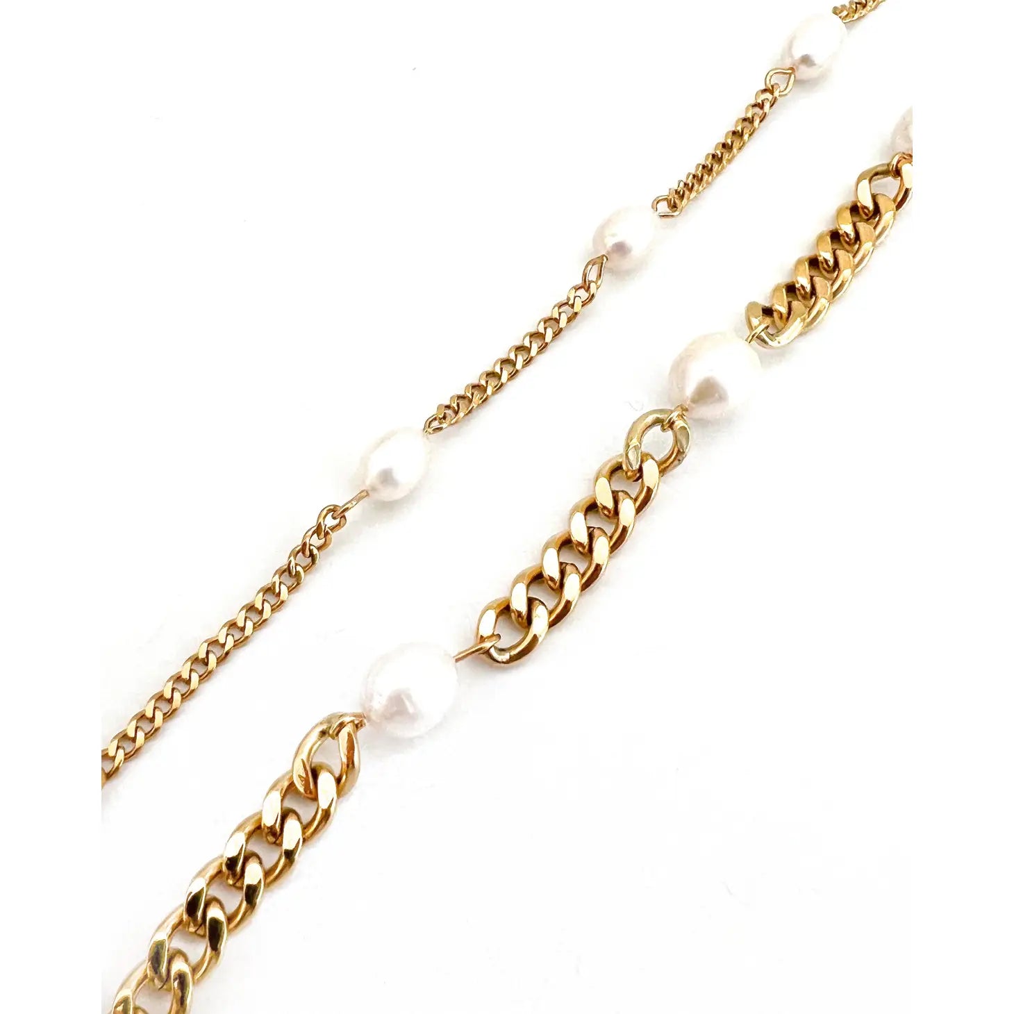 Beljoy: Blinny Cuban Chain Pearl Bracelet, Thin