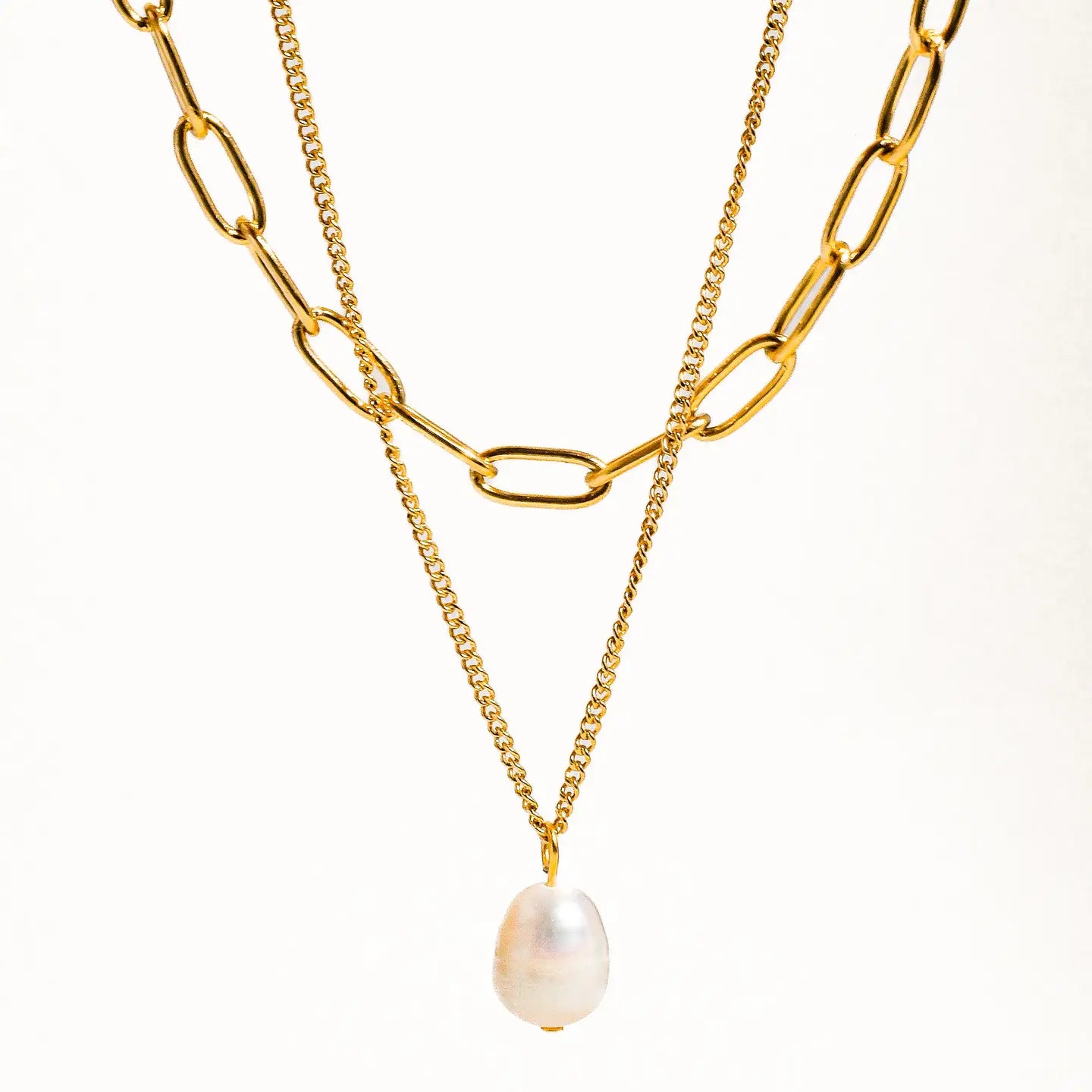 Flanerie: Percy Layered Chain Pearl Necklace