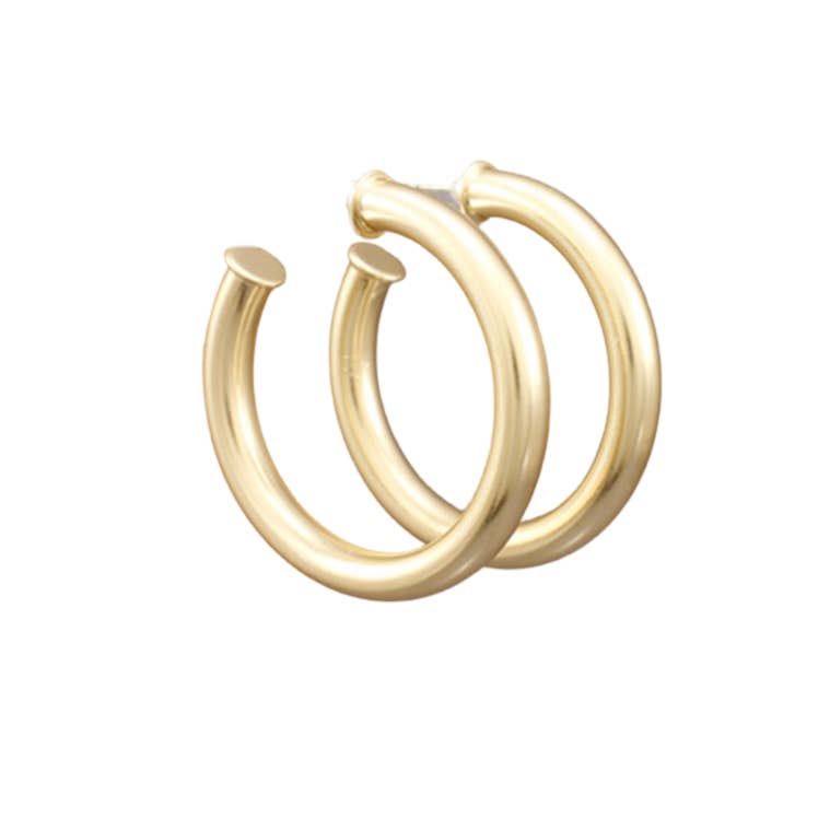 Pierce + Hide: Brushed Gold Everyday Hoop Earrings