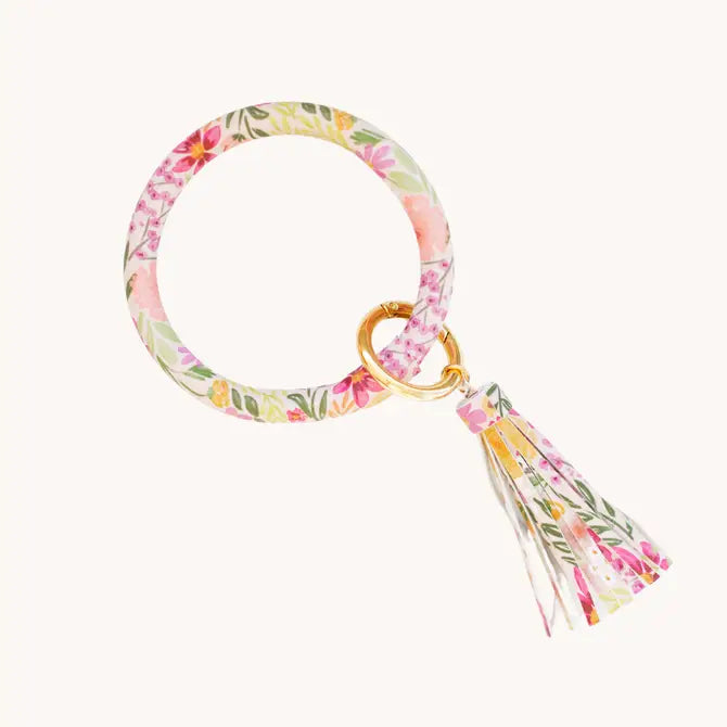 Ring Keychain with Tassel, Primrose Petals