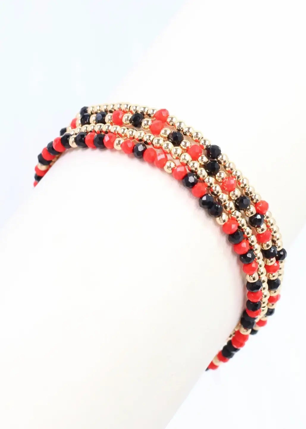 Caroline Hill: Lottie Beaded Bracelet Set Black Red