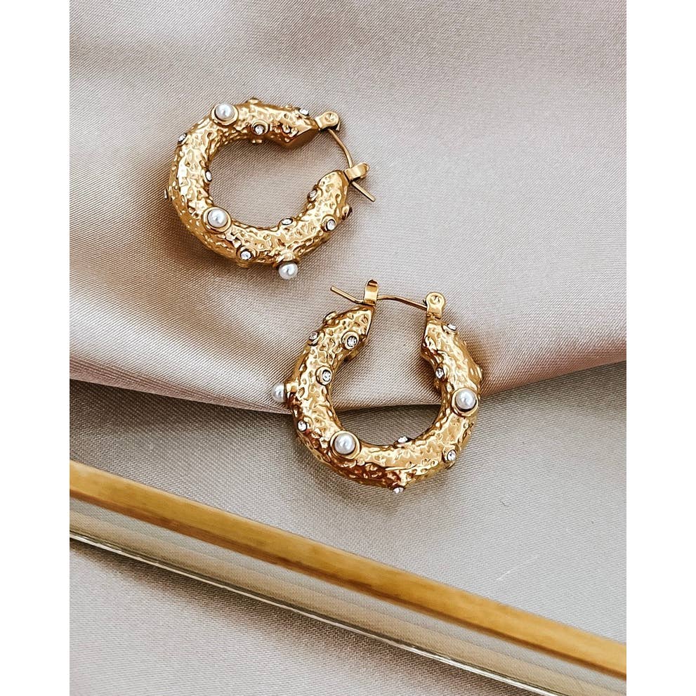 Beljoy: Eleanor French Pearl Hoop Earrings