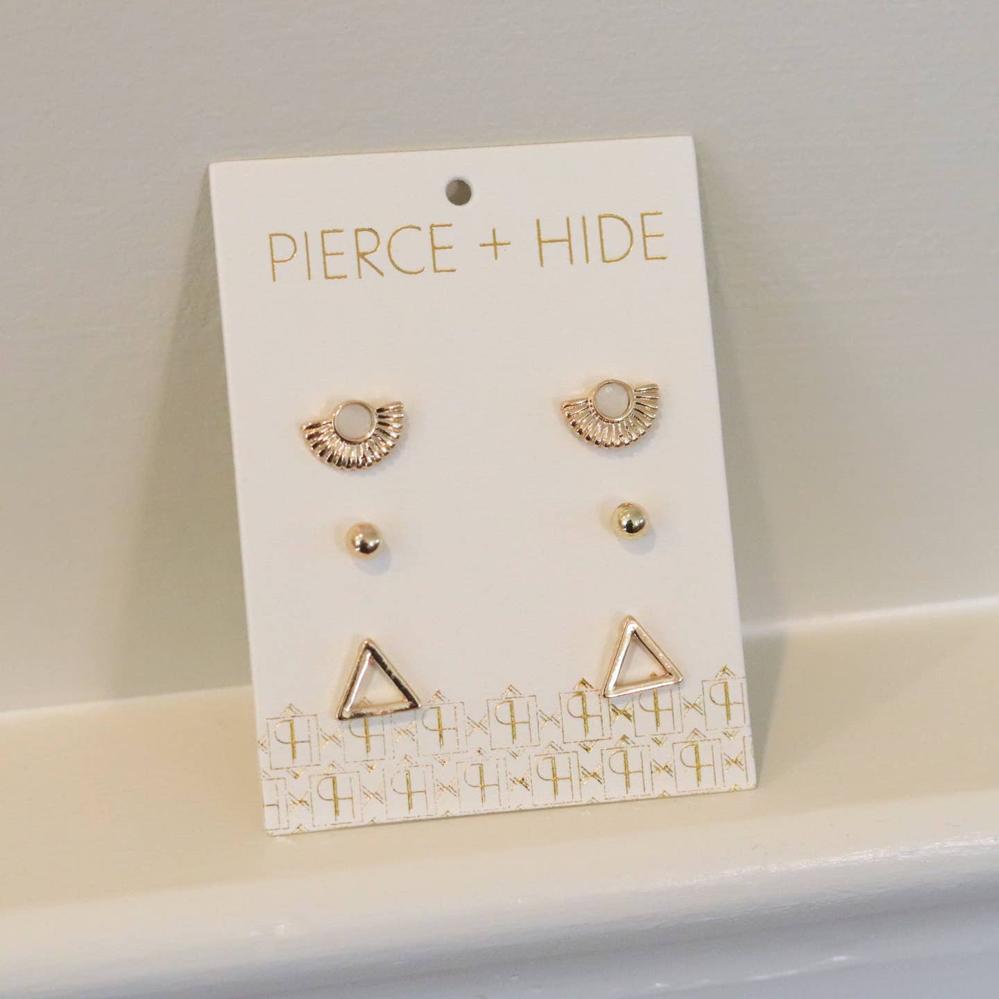 Pierce + Hide: Opal Crescent Stud Trio Earrings