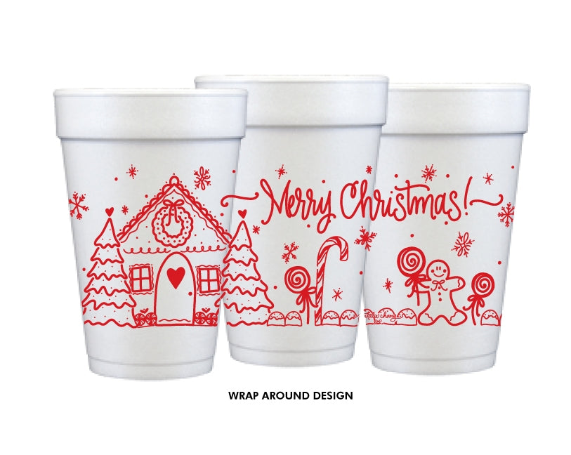 Gingerbread House Foam Cups