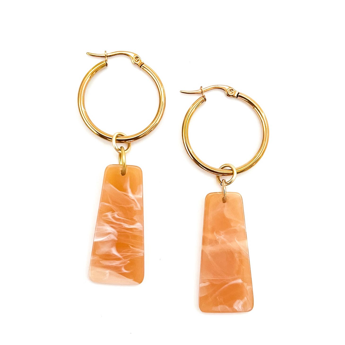 Beljoy: Callum Acrylic Charm Hoop Earrings: Tangerine