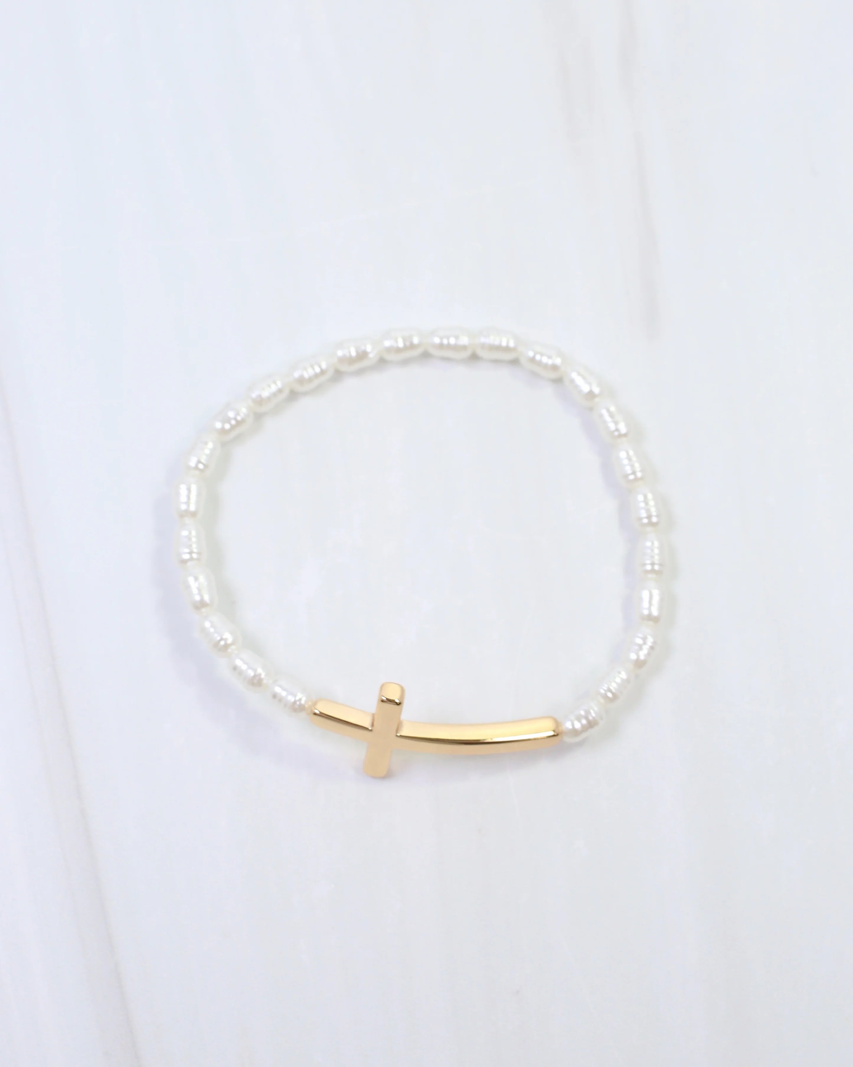Caroline Hill: Blessings Pearl Beaded Cross Bracelet