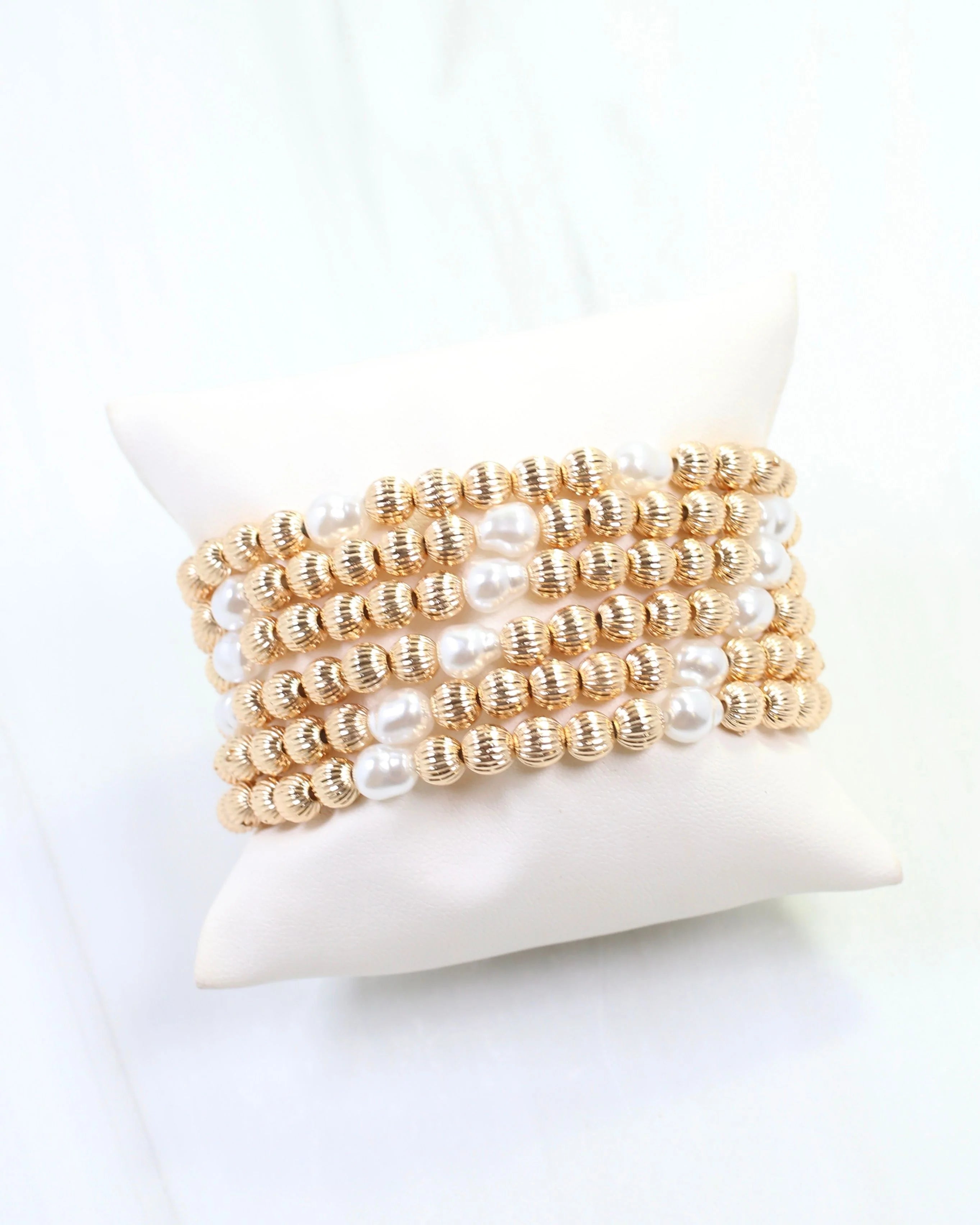 Caroline Hill: Cambria Gold Beaded Bracelet Set