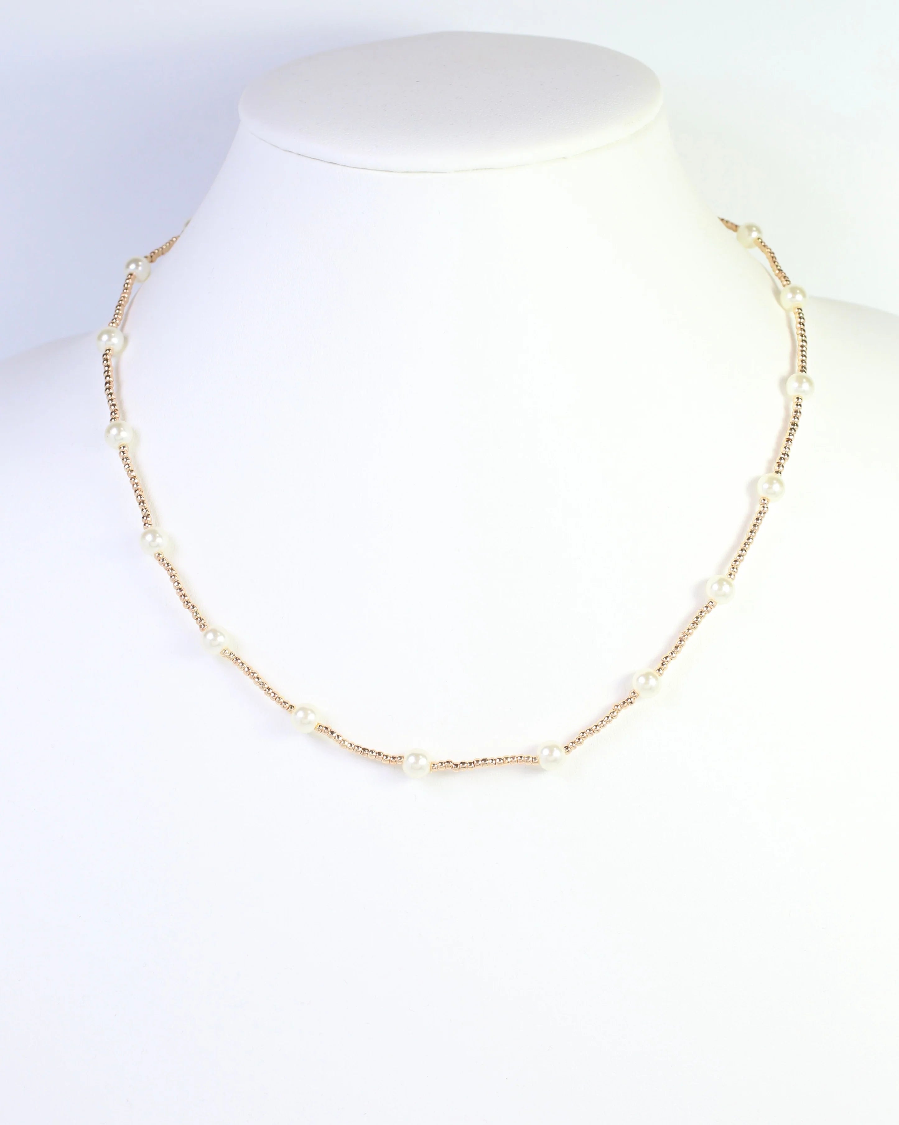 Caroline Hill: Carlie Pearl and Gold Beaded Necklace