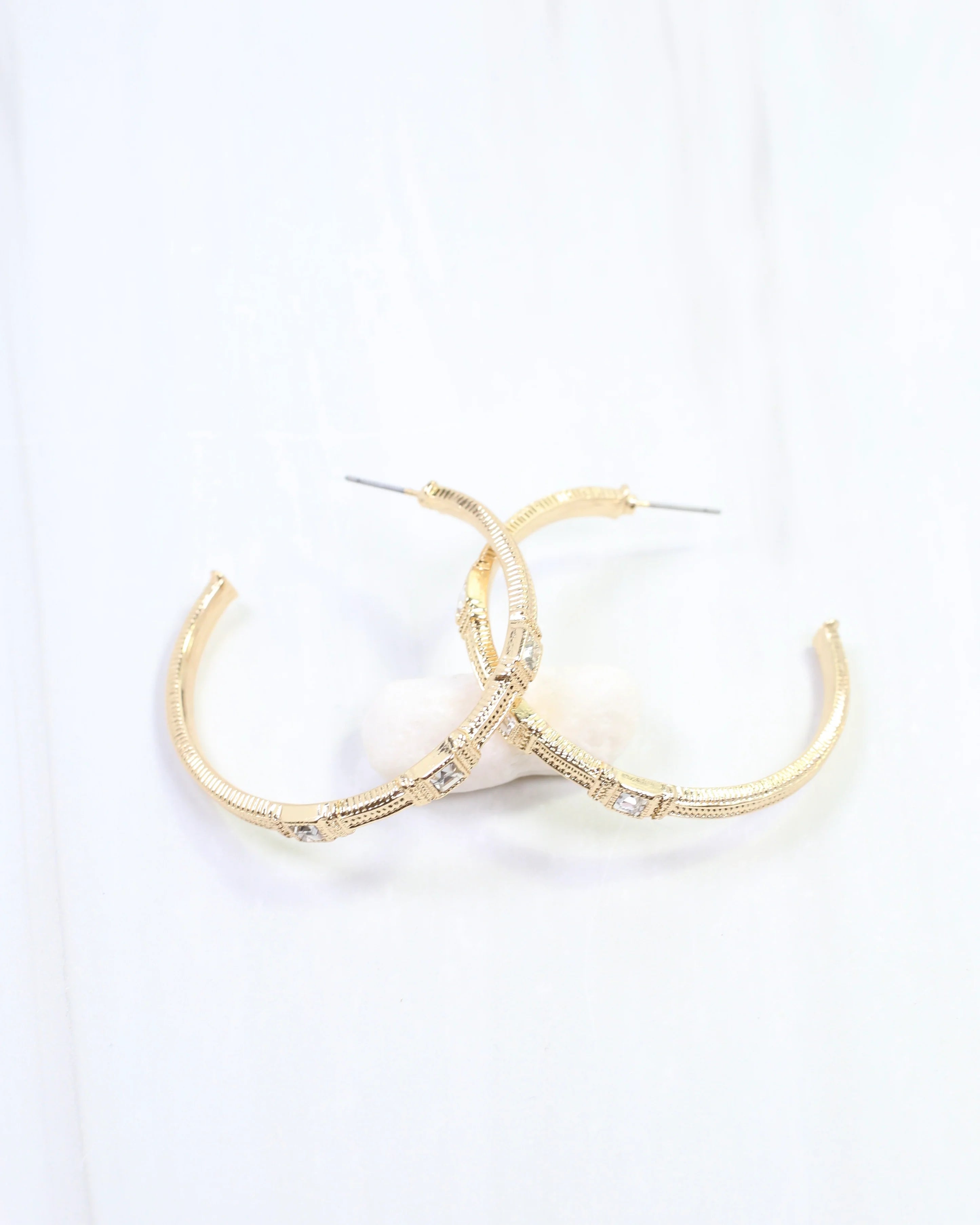 Caroline Hill: Ania Textured Large Hoop Earring Clear
