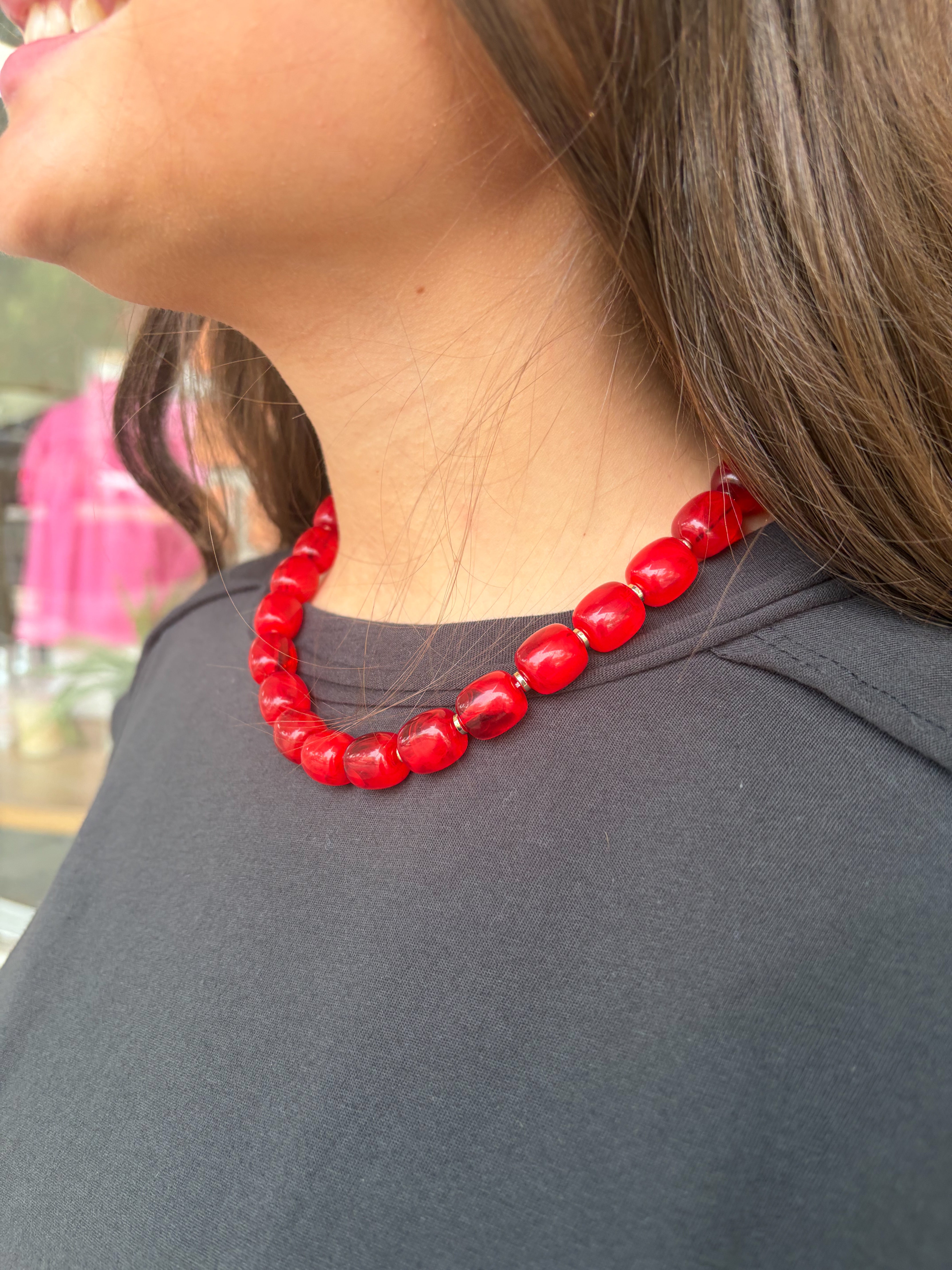 Caroline Hill: Karsyn Beaded Magnetic Necklace - Red