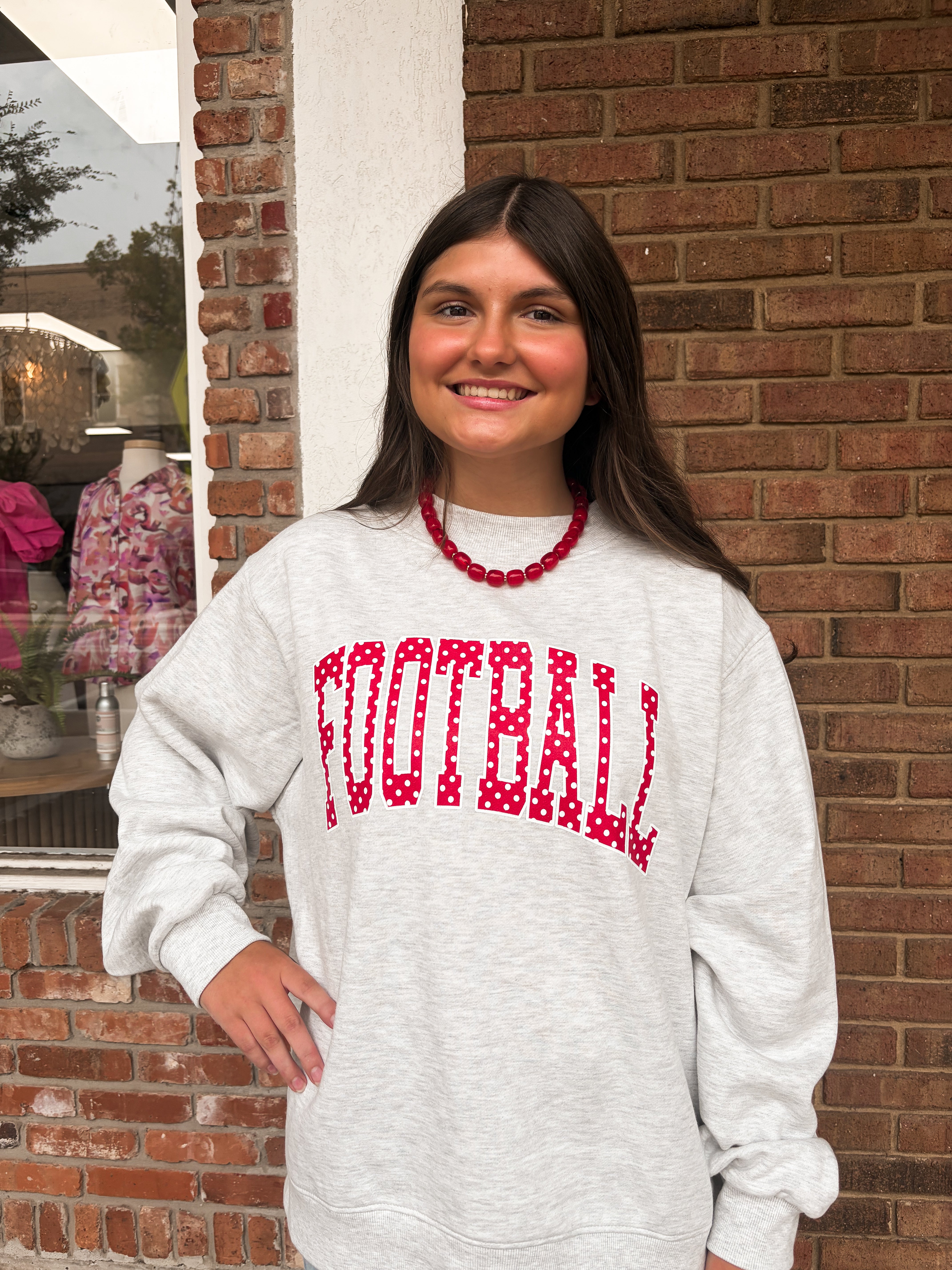 Charlie Southern: Football Polka Dot Mock Neck - Red