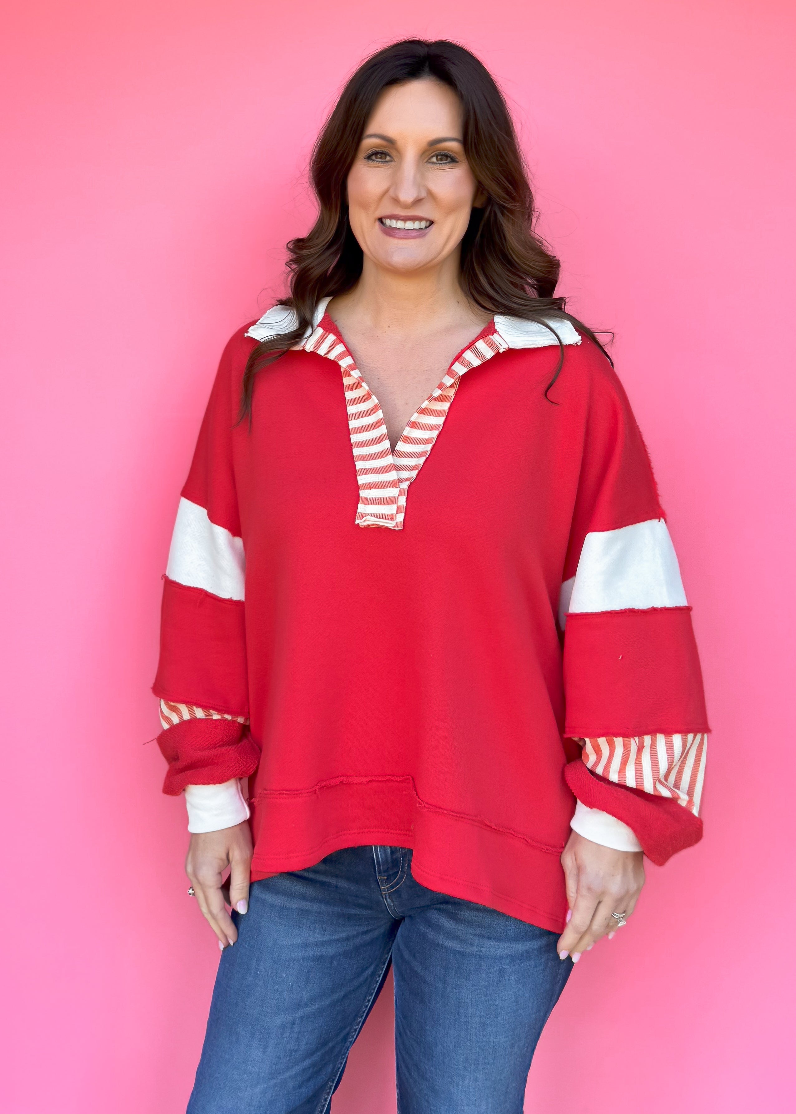 NEW COLOR: Essential Prep Colorblock Top, Red