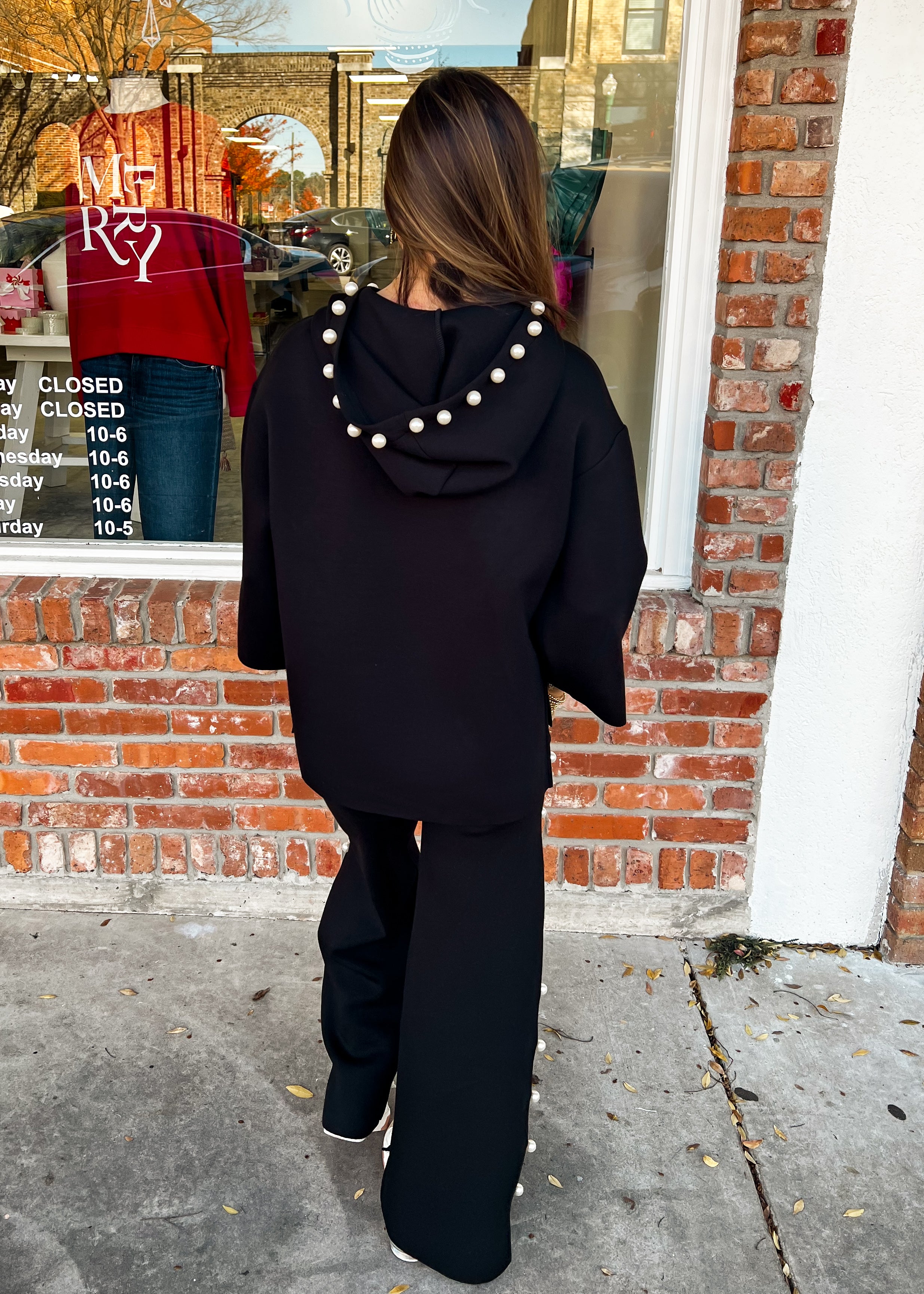 Joh: Black Scuba Top with Pearls