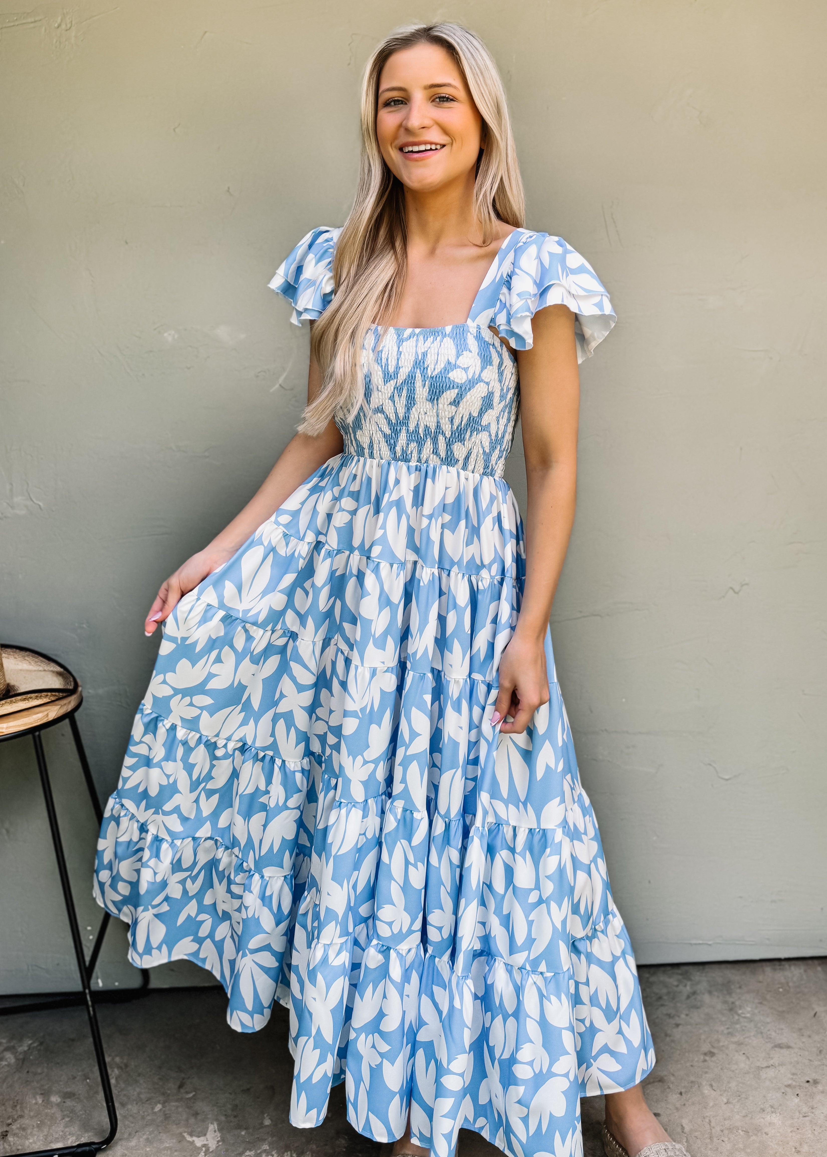 Bridgette Blue Floral Maxi Dress
