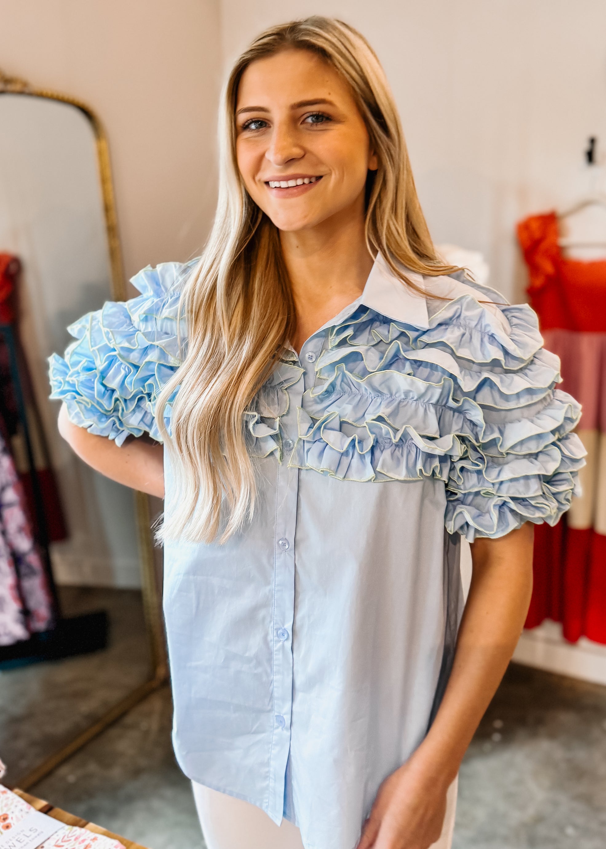 Another Love: Melrose Leather Sleeve Top
