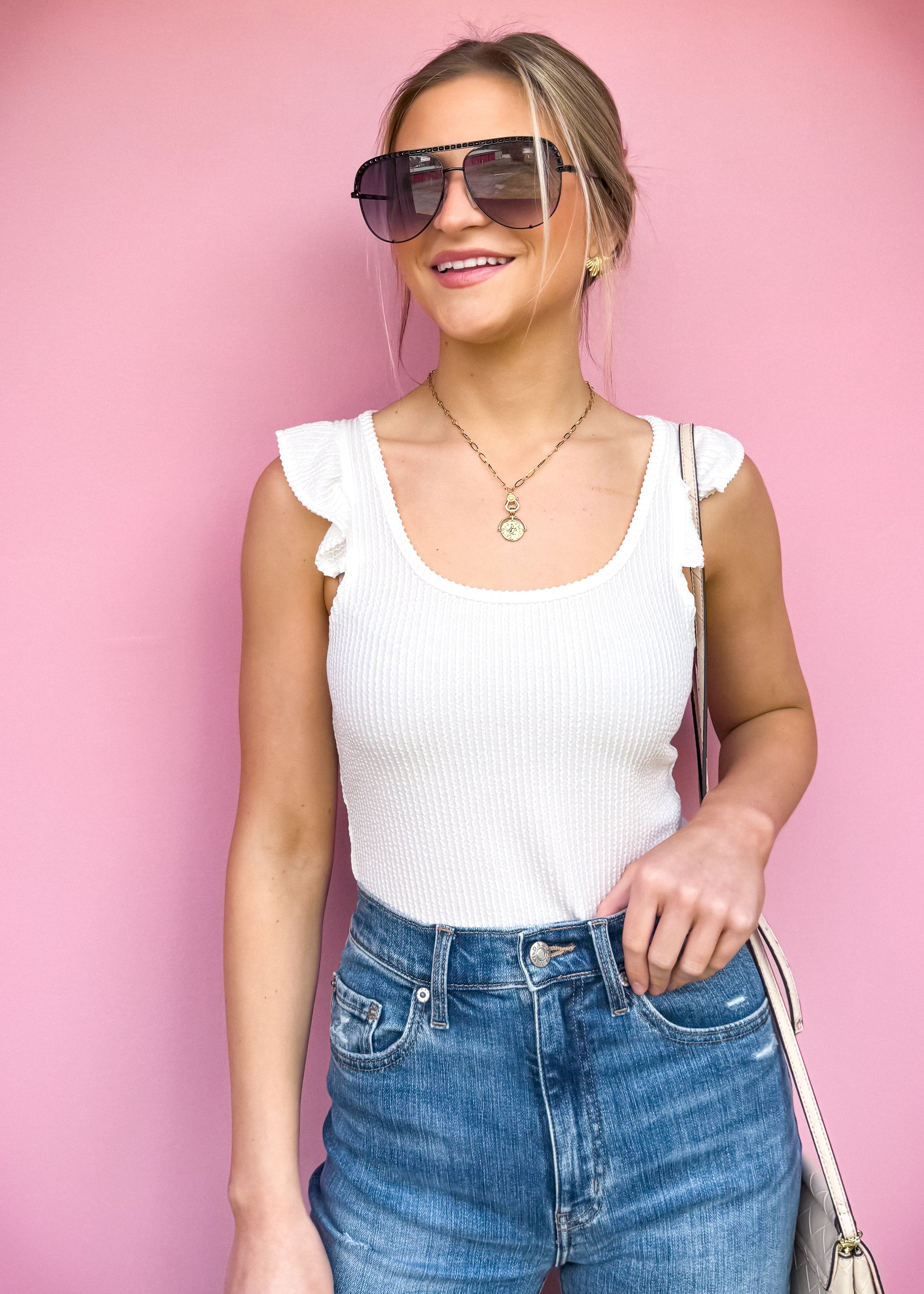 Textured Ribbed Bodysuit, Off White