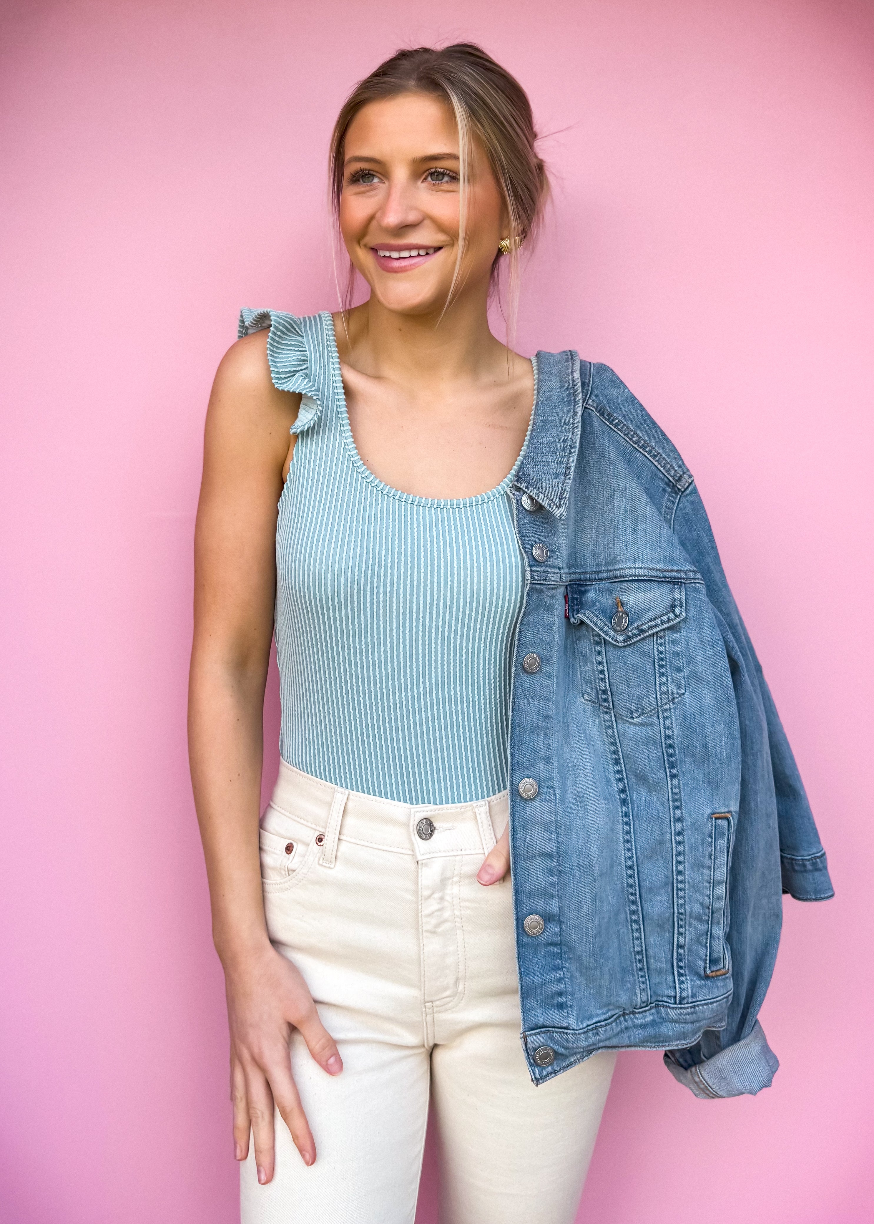Textured Ribbed Bodysuit, Mint