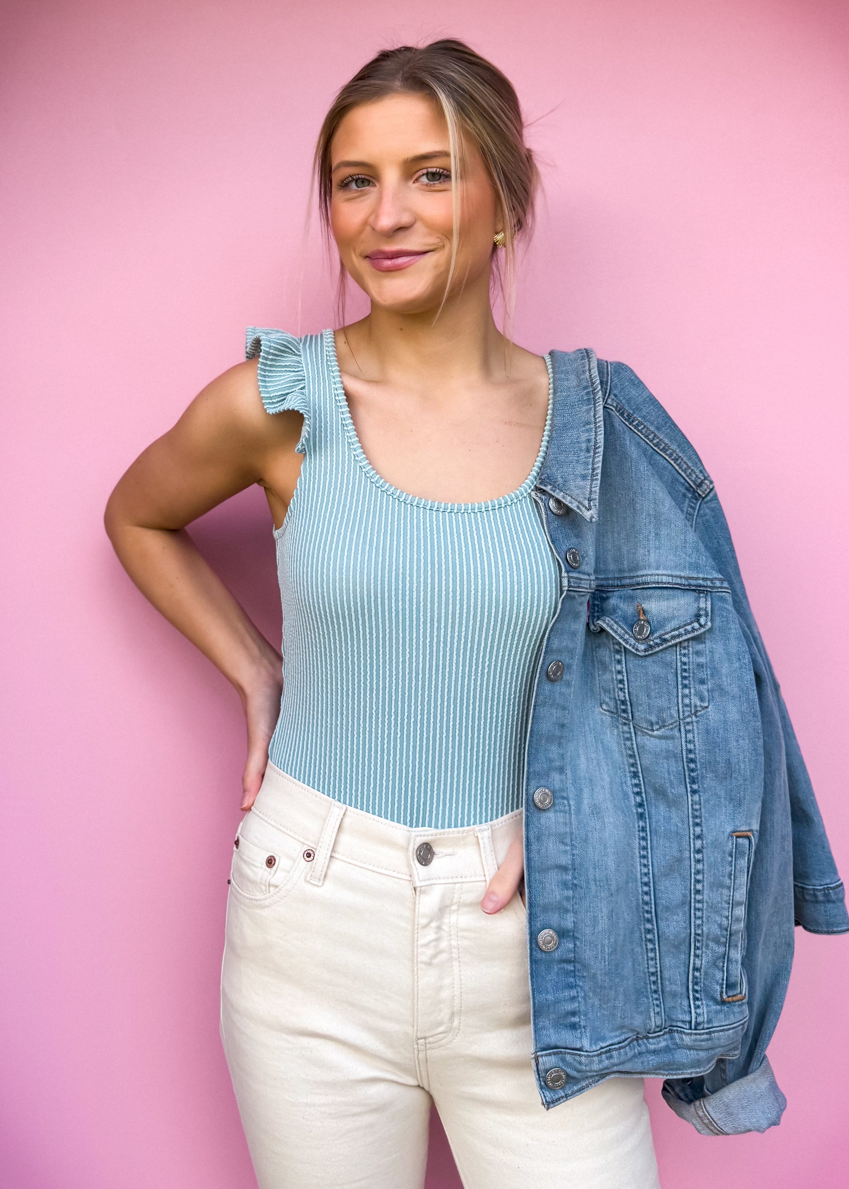 Textured Ribbed Bodysuit, Mint