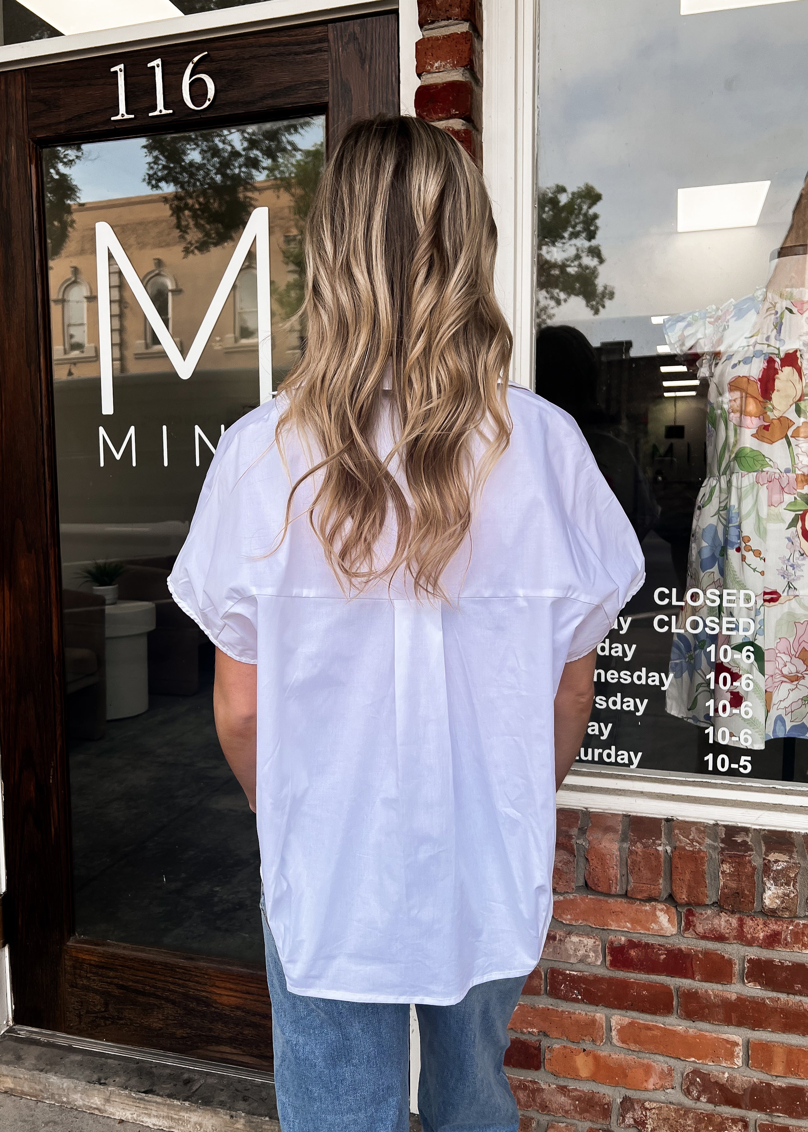 Karlie: White Poplin Collar Top