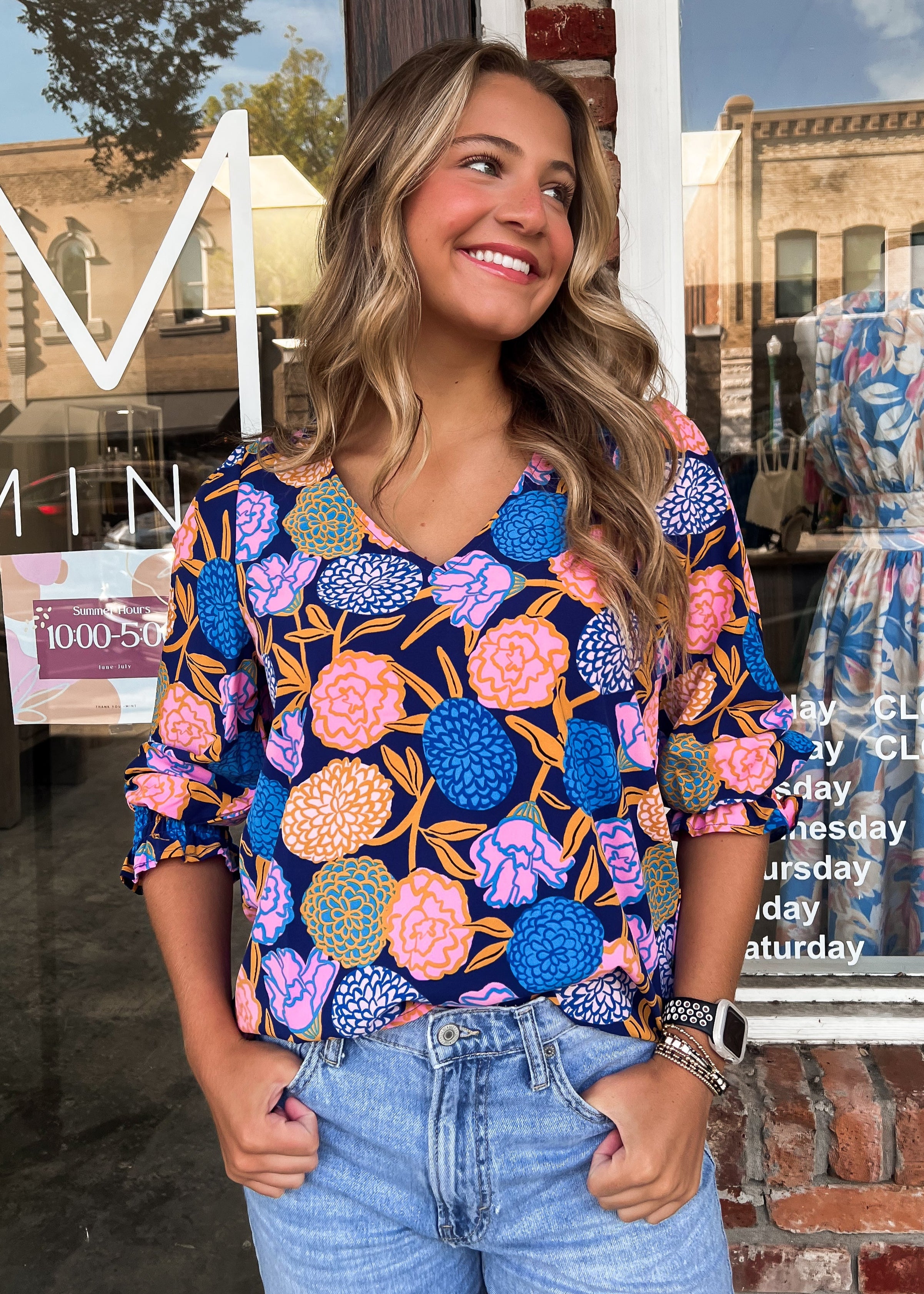 Juliette Navy Top