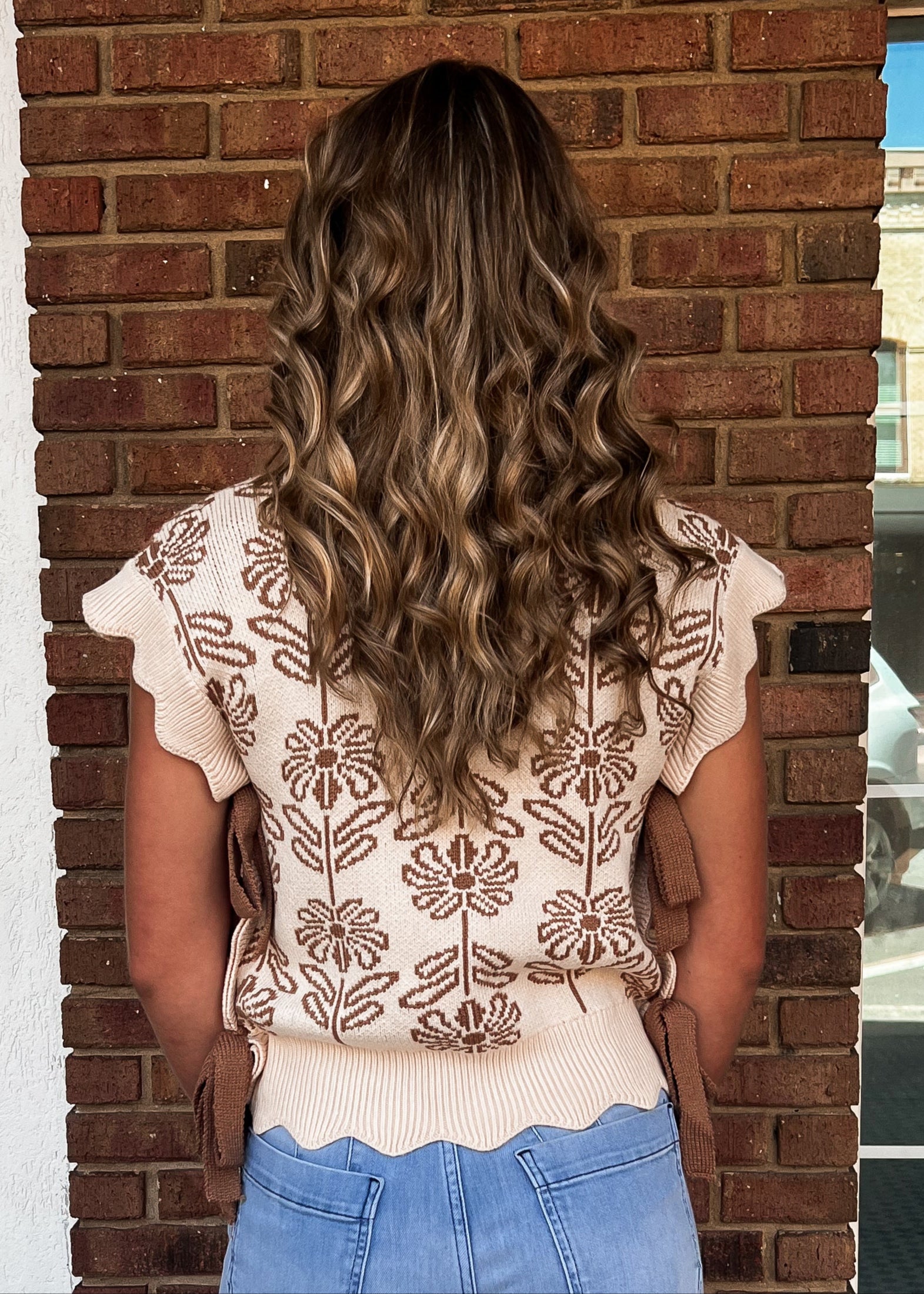 Beige Scallop Edge Sweater