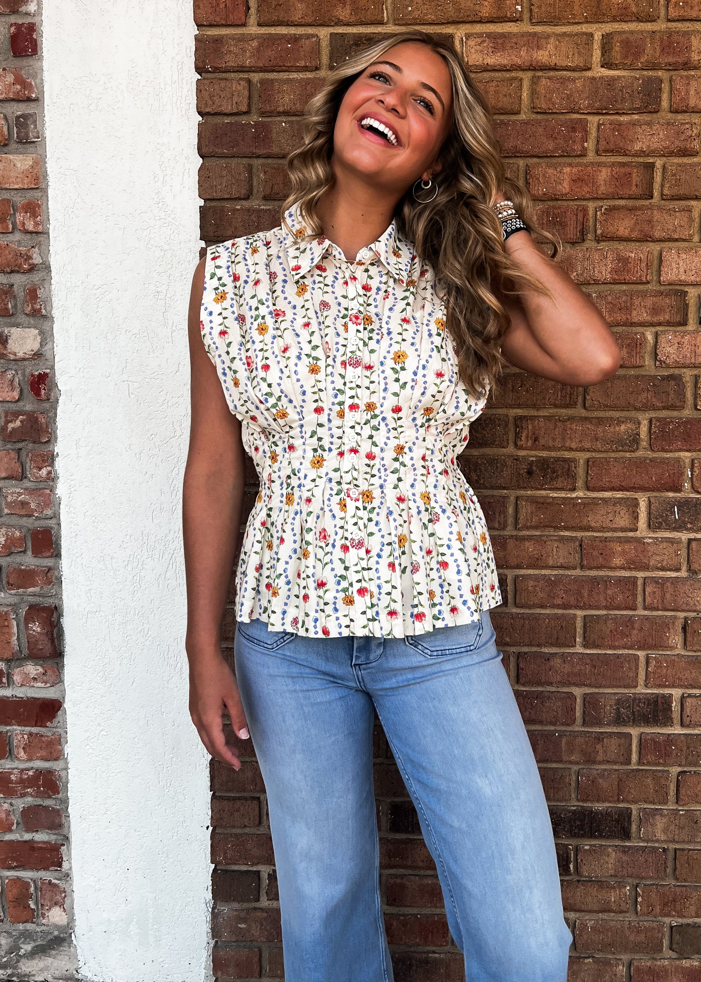 Ciera Pleated Waist Peplum Top