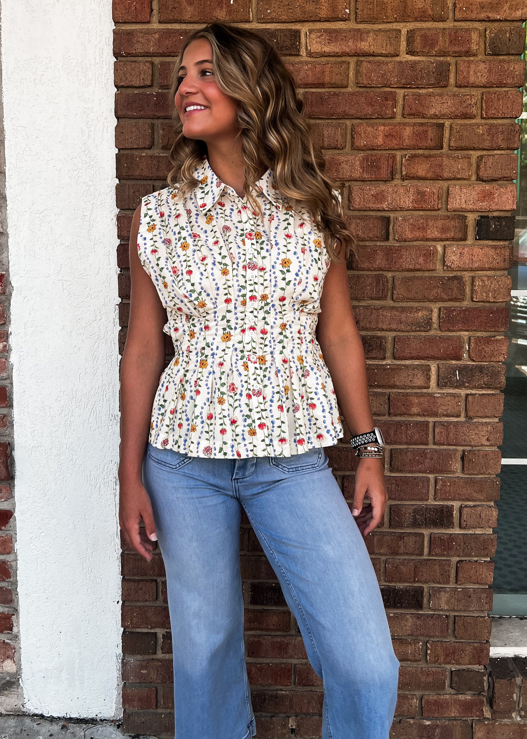 Ciera Pleated Waist Peplum Top