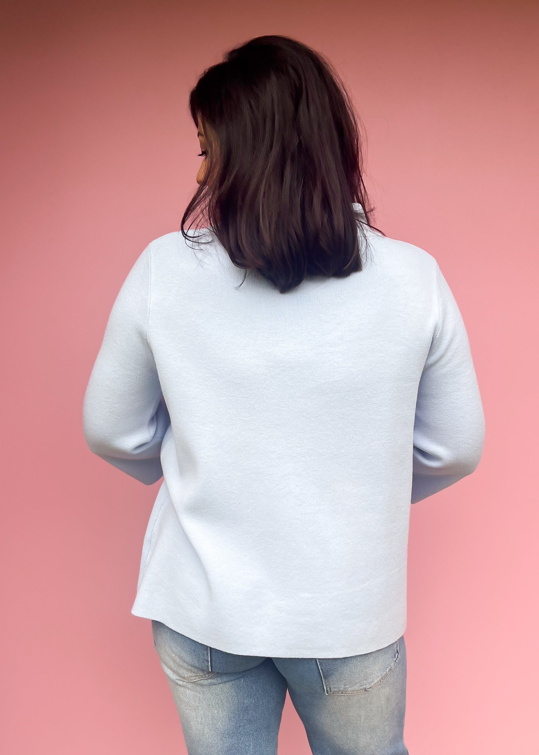 NEW COLOR: Mock Neck Sweater, Baby Blue