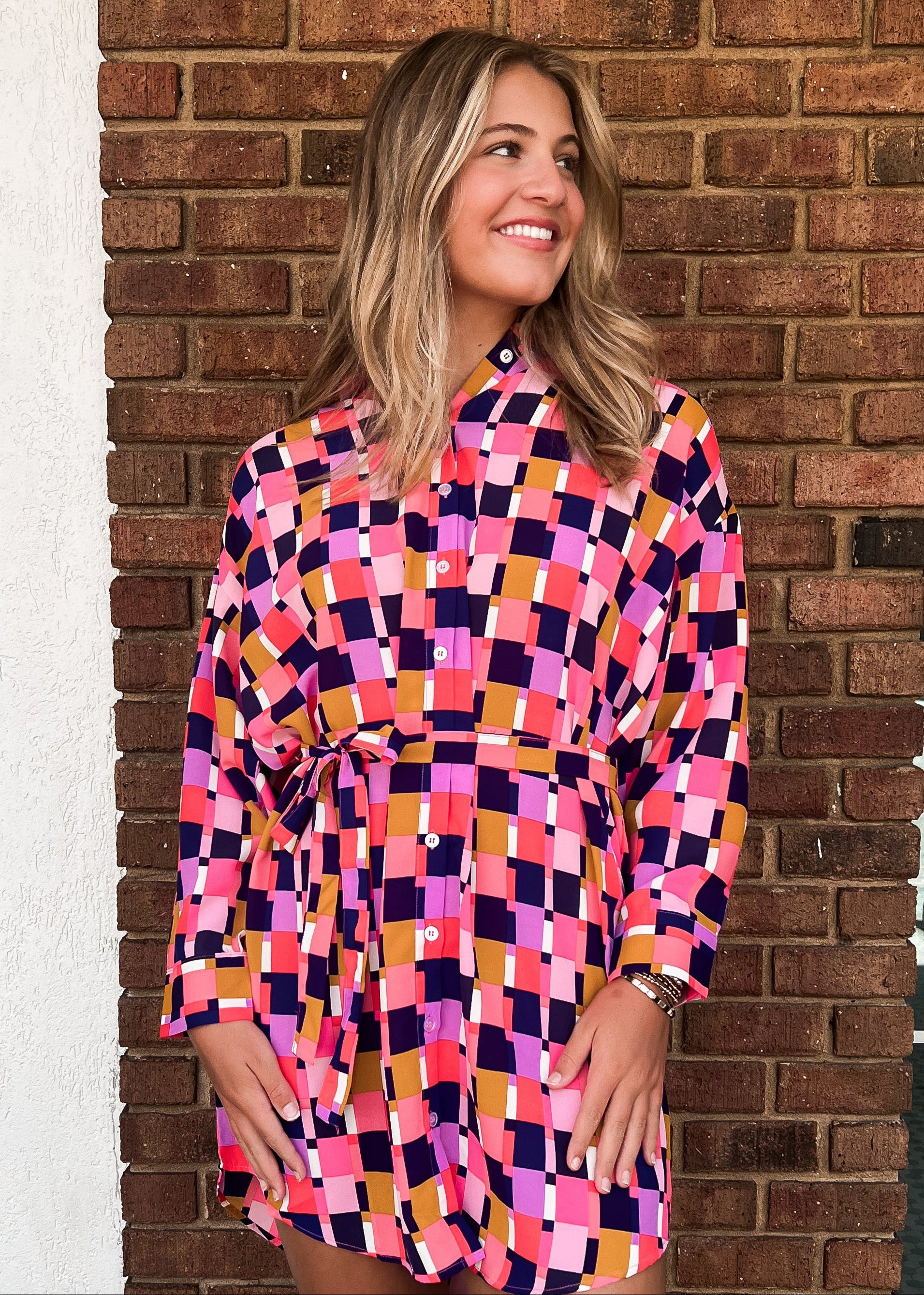 pink check shirt dress Sarah Alexandra Shirt DRESS: PARTY GIRL