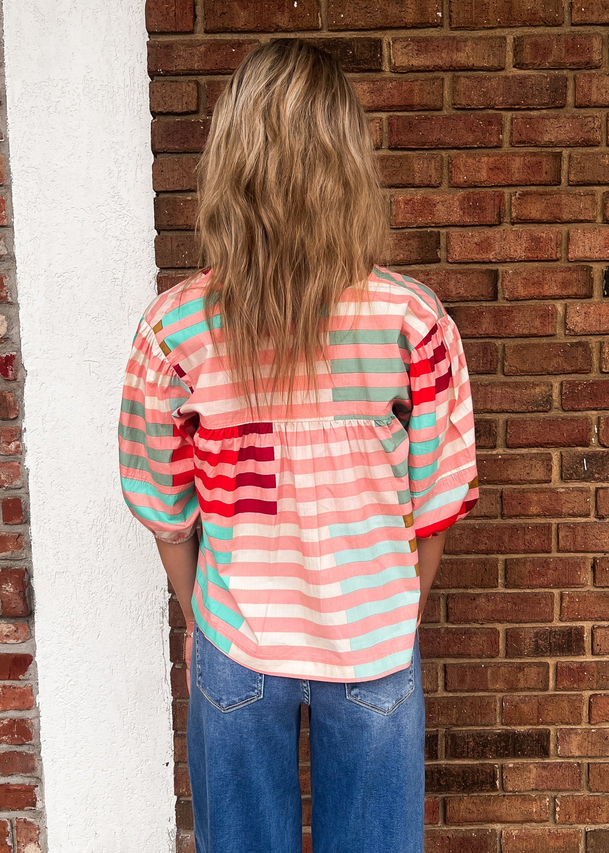 Sunshine Tienda: Apricot Colorful Stripe Mira Top
