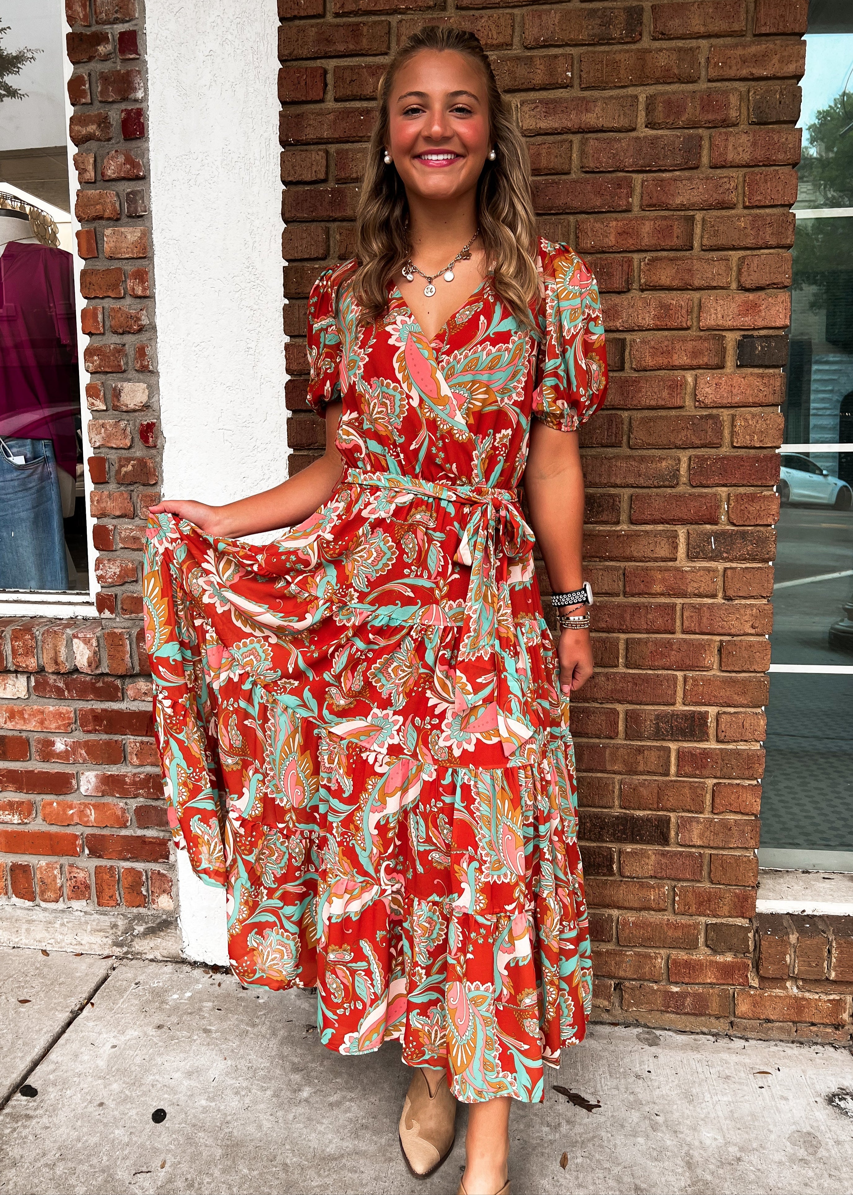 Paisley Printed Midi Dress Medium Paisley Printed Midi Dress Medium
