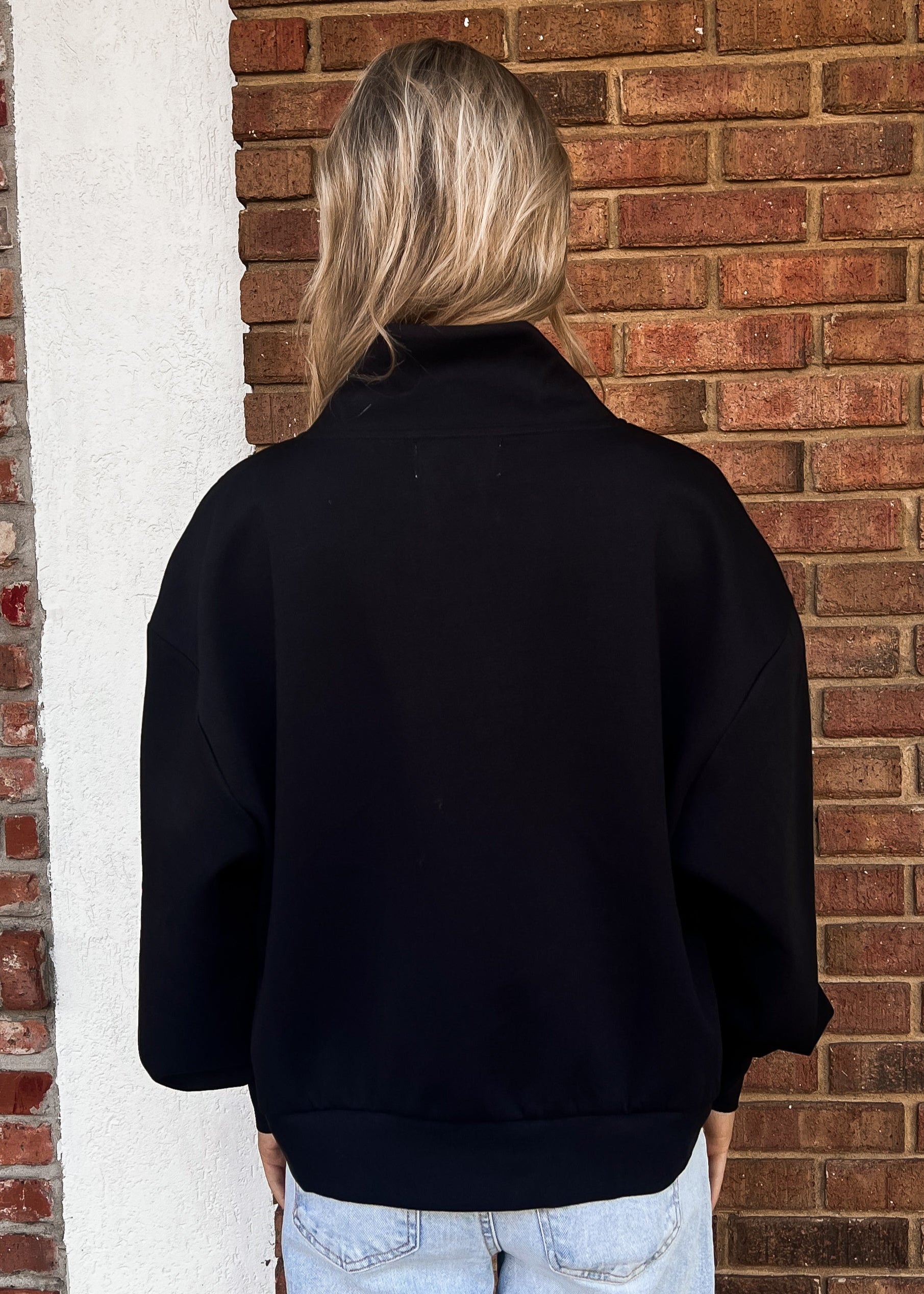 Laura Half Zip Scuba Pullover - Black
