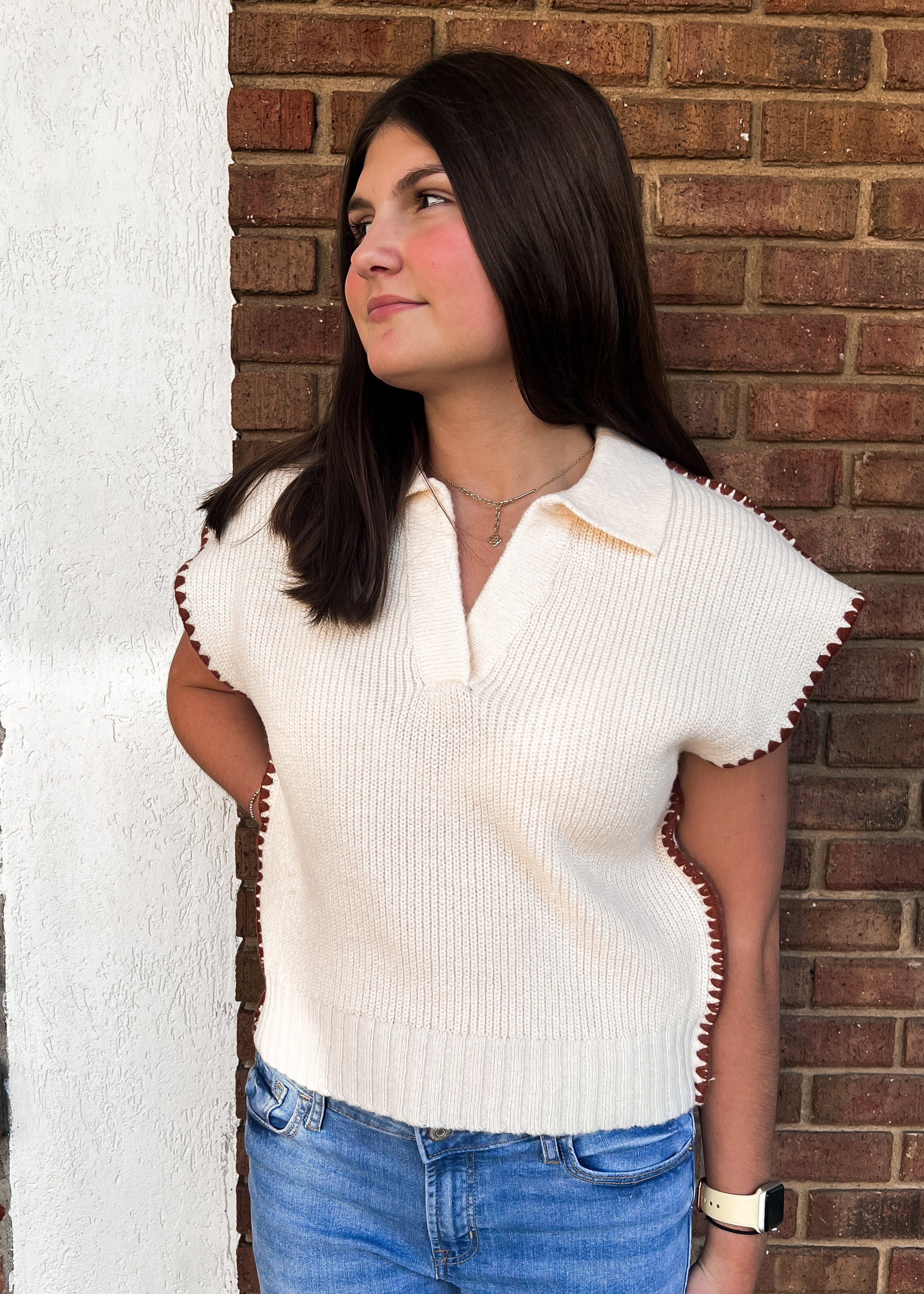 Evelyn Cream Sweater Vest