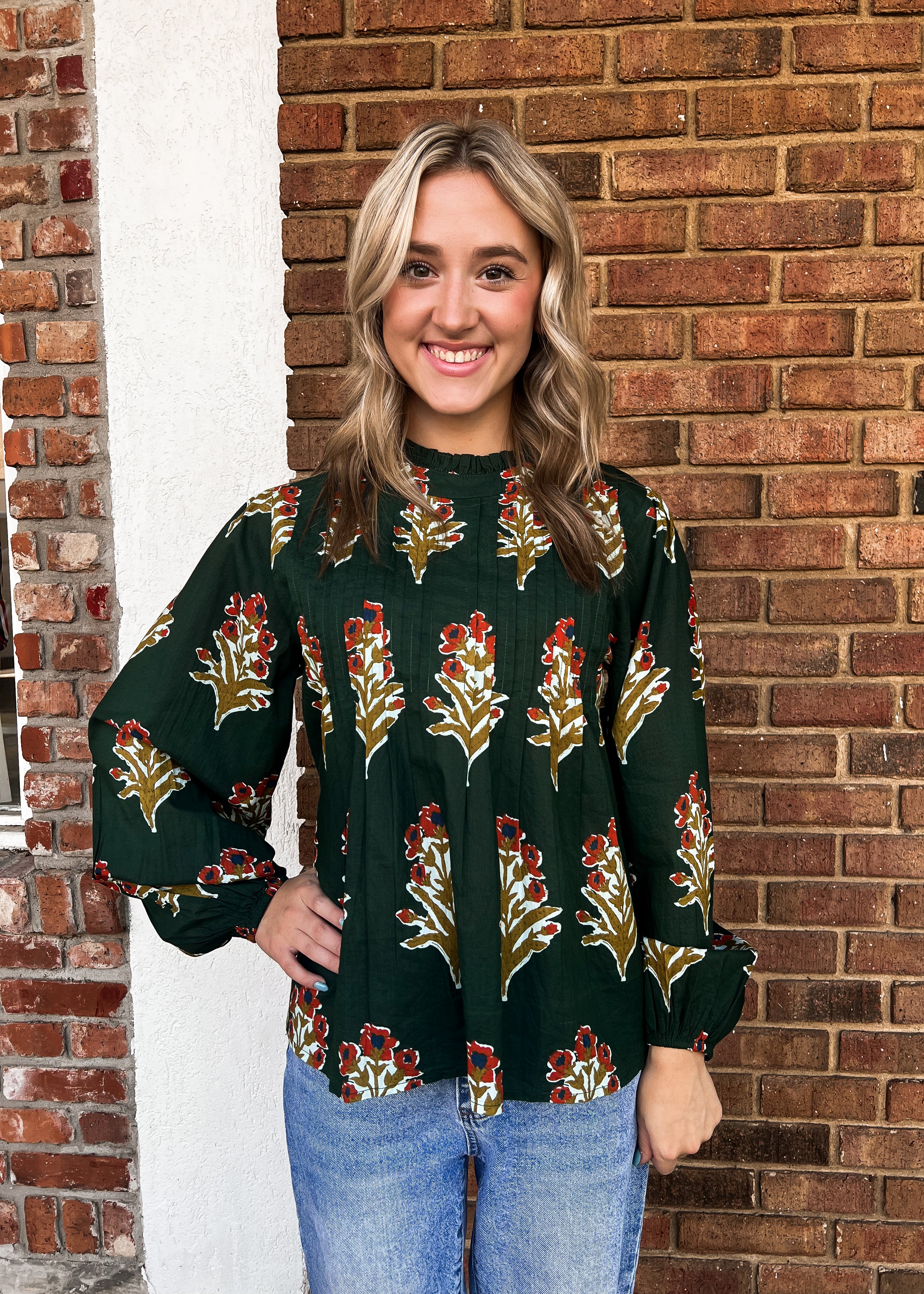 THML: Long Sleeve Floral Detail Top