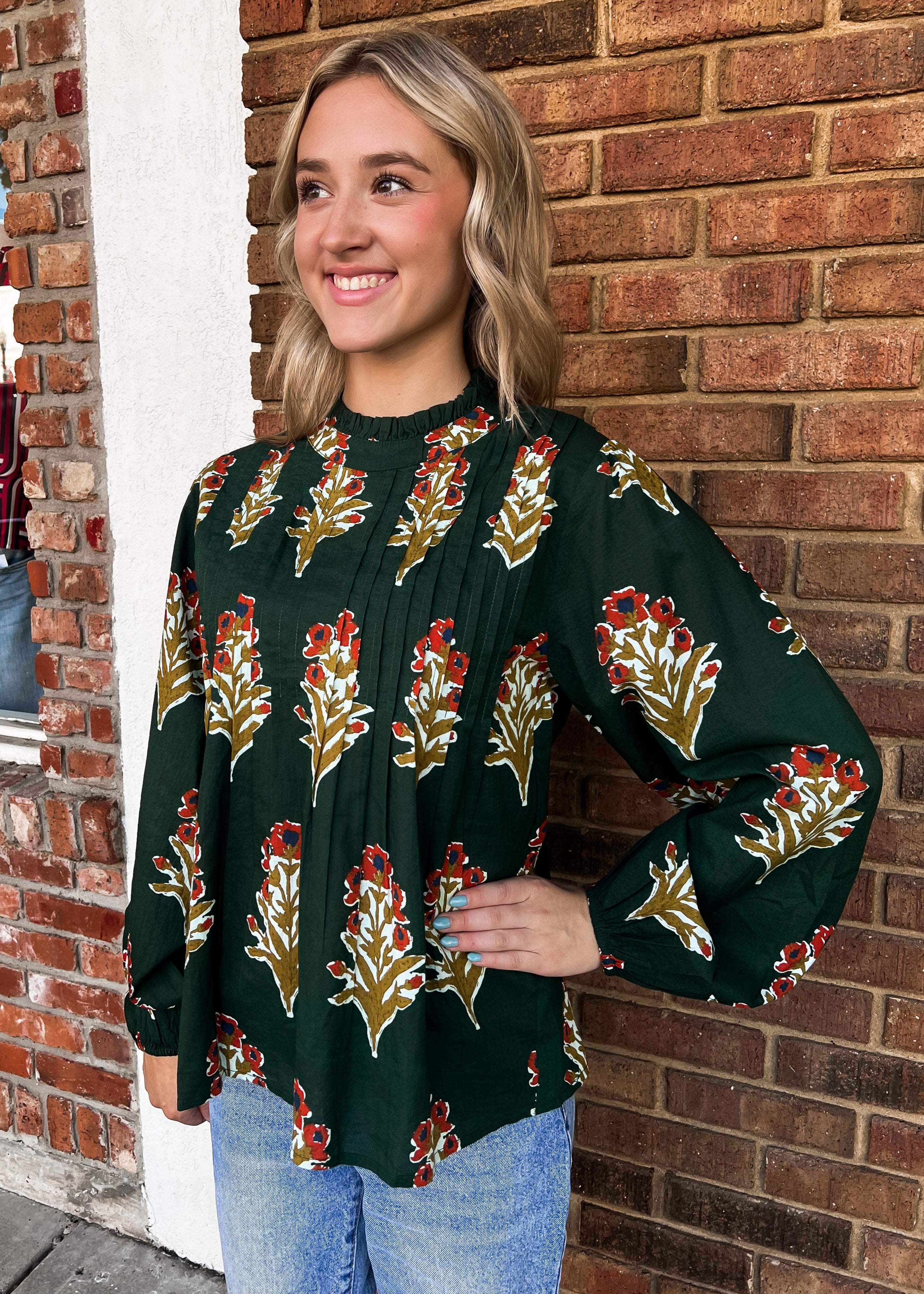 THML: Long Sleeve Floral Detail Top