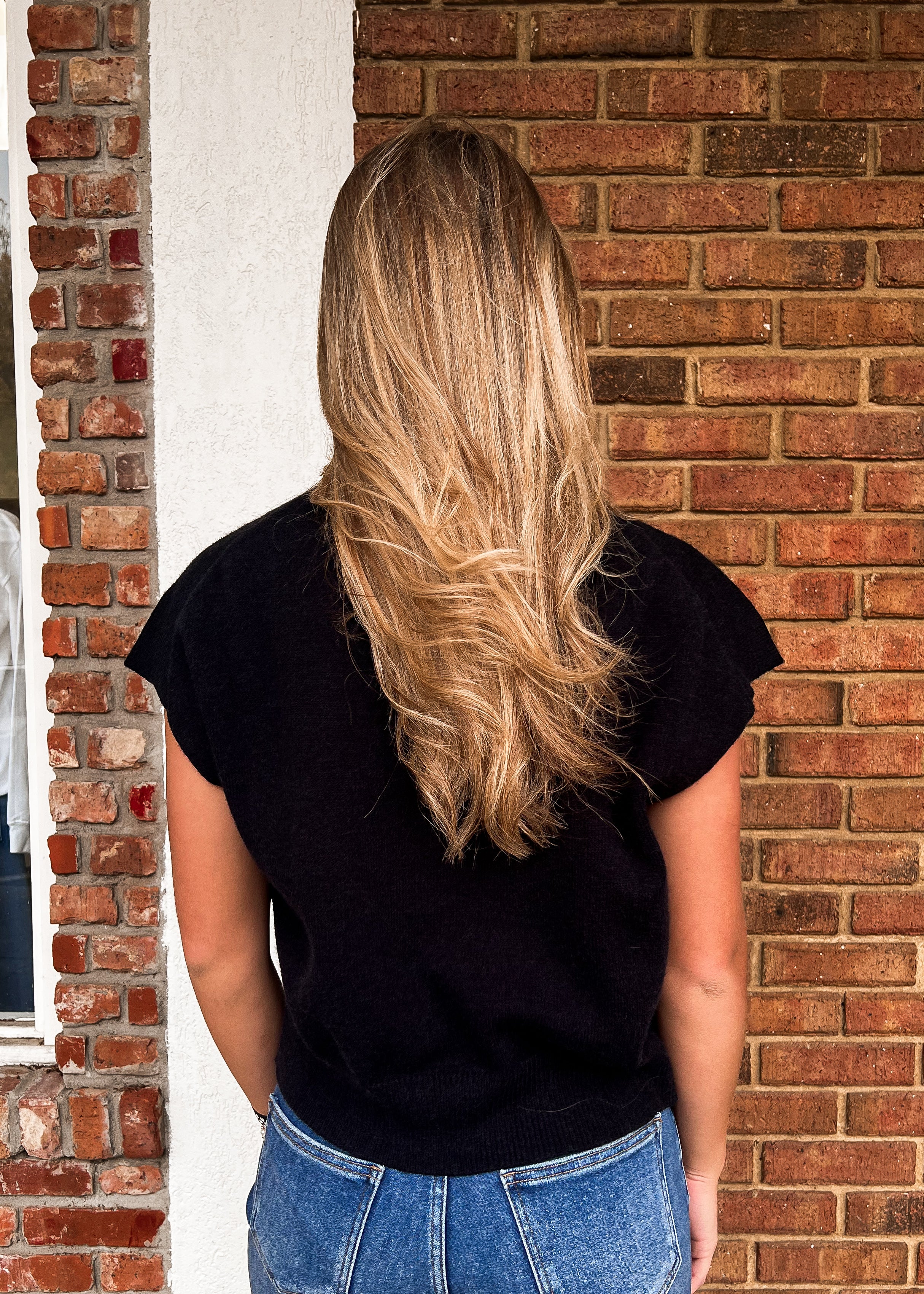 Sallie Cap Sleeve Sweater - Black