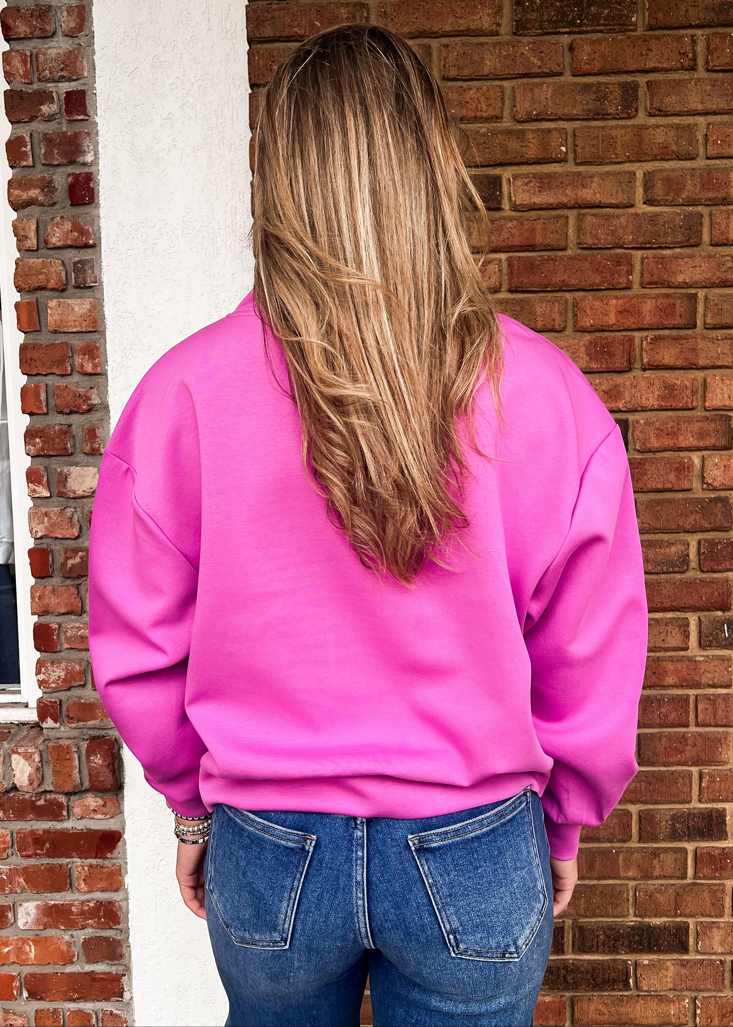 NEW COLOR: Laura Half Zip Scuba Pullover - Pink