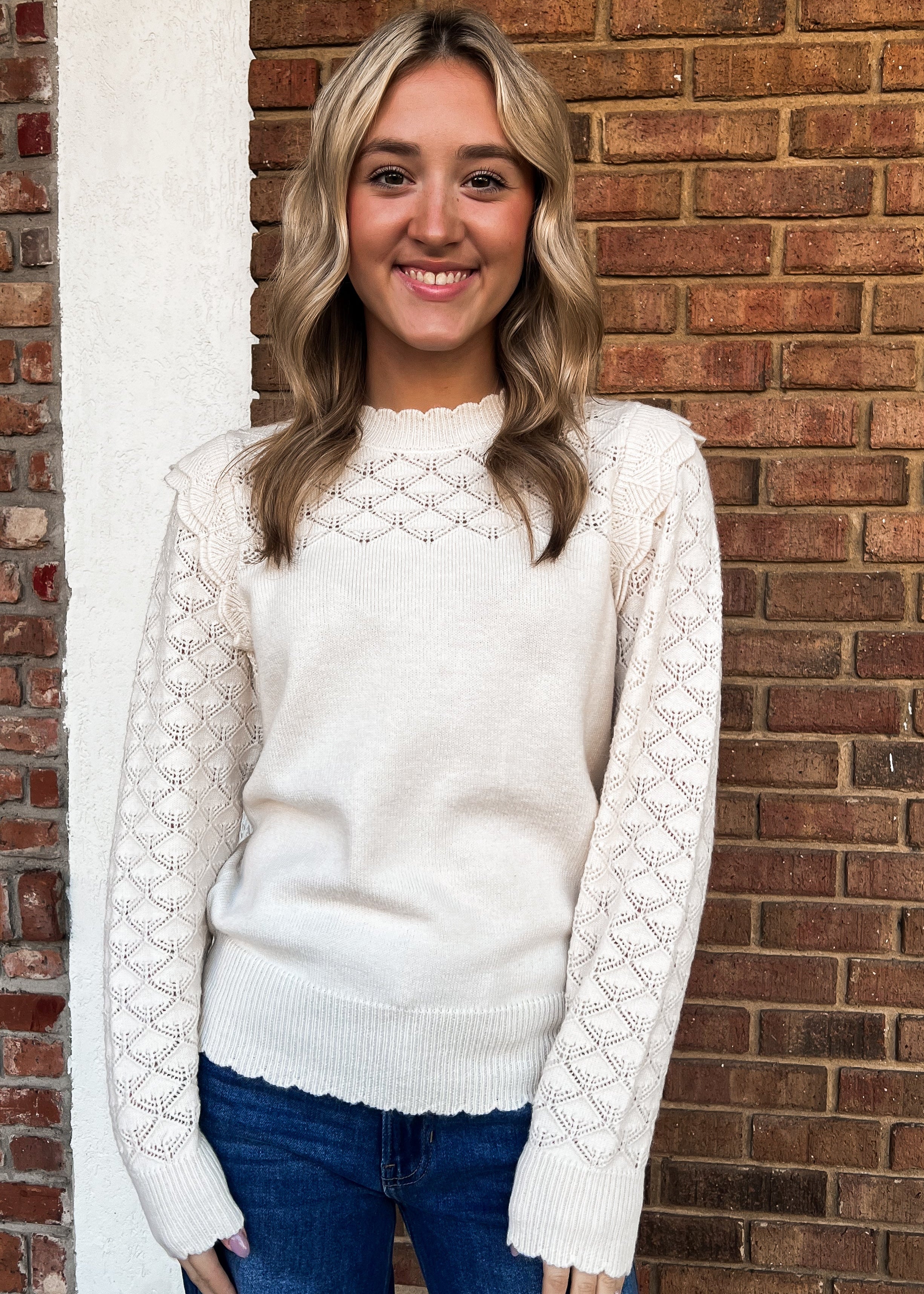 Isla Long Sleeve Cream Sweater