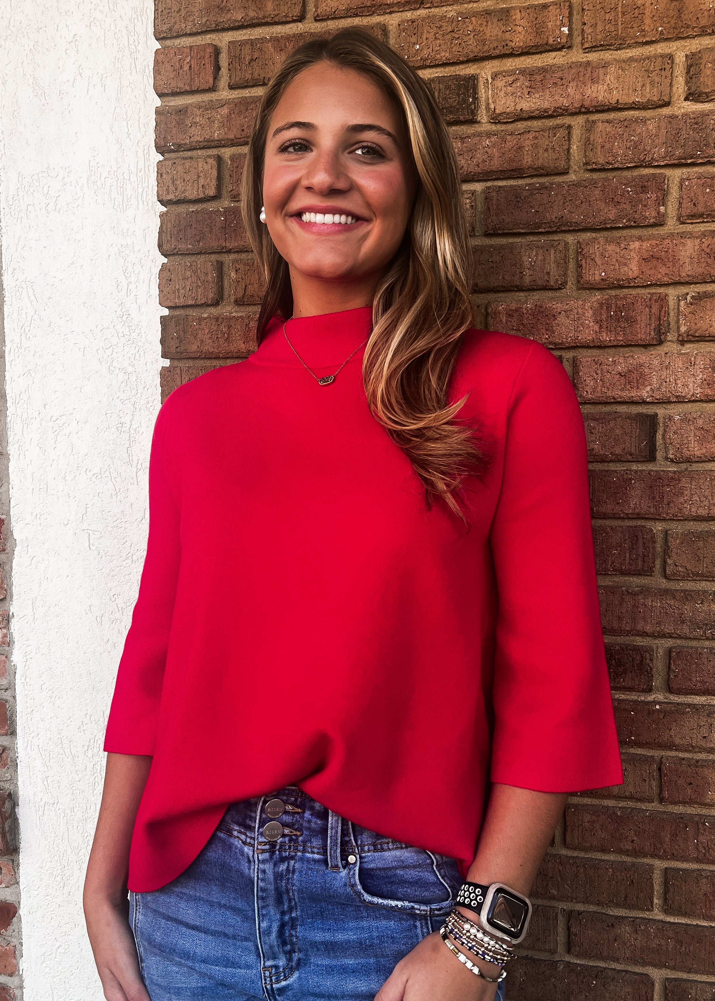 NEW COLOR: Mock Neck Sweater, Red