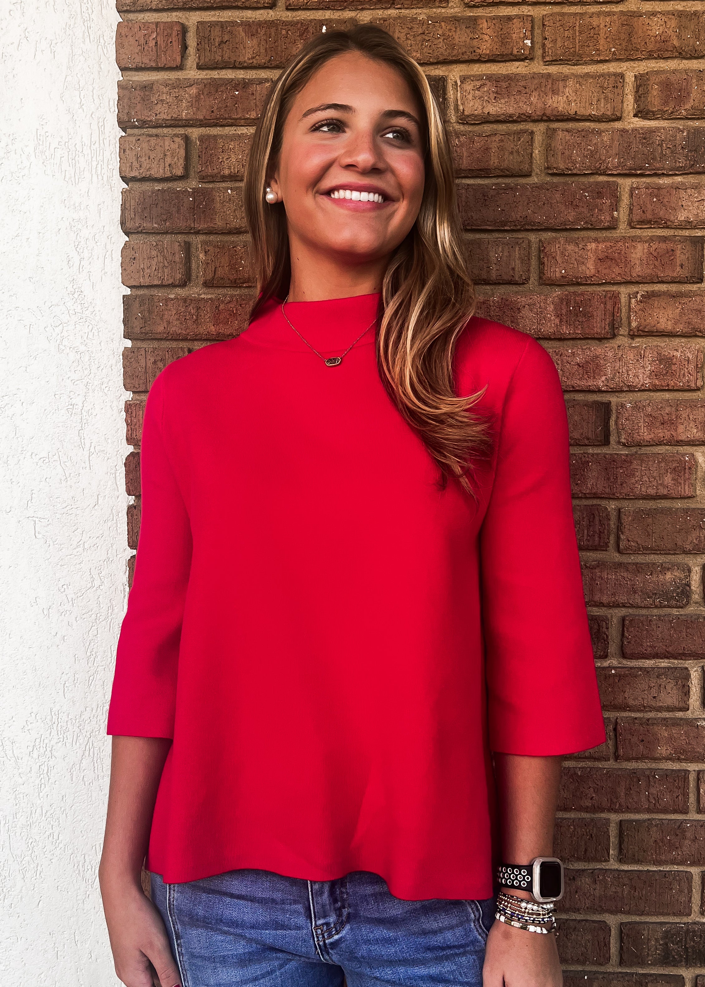 NEW COLOR: Mock Neck Sweater, Red