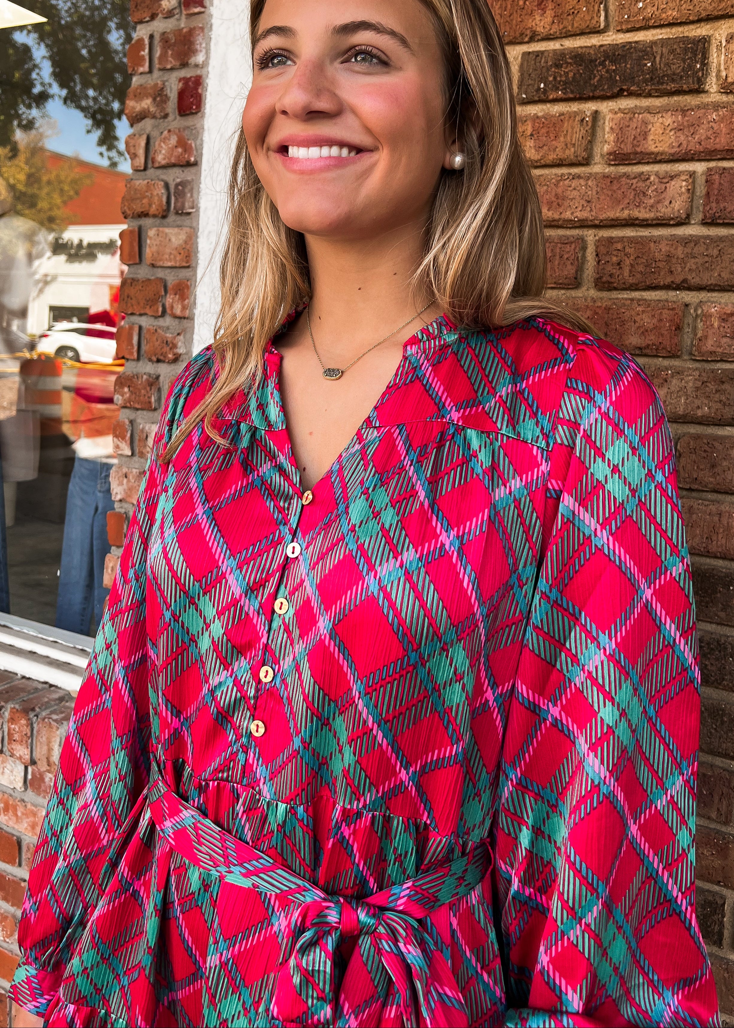 Gracelyn Plaid Tiered Dress