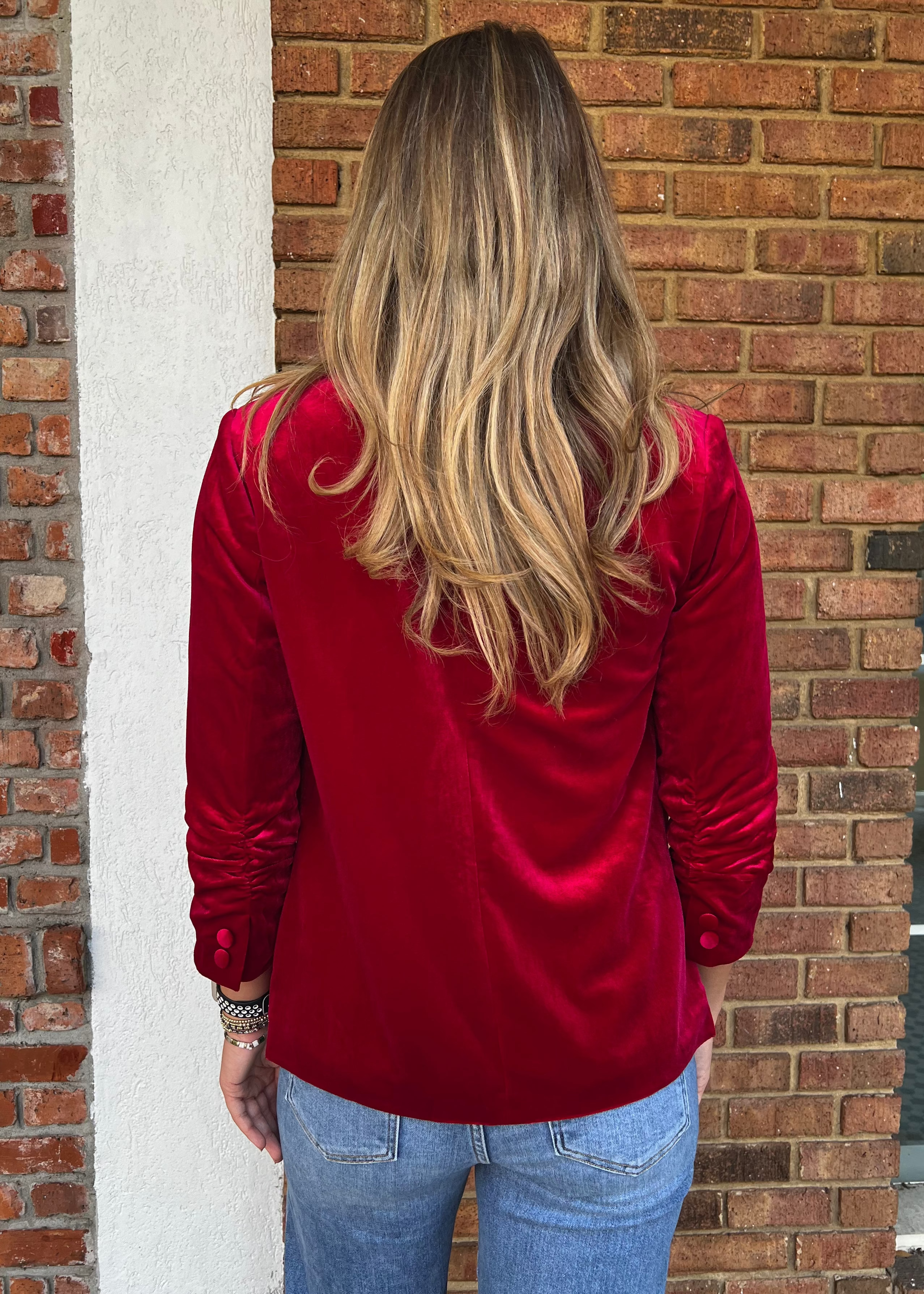 Tatum Velvet Red Blazer