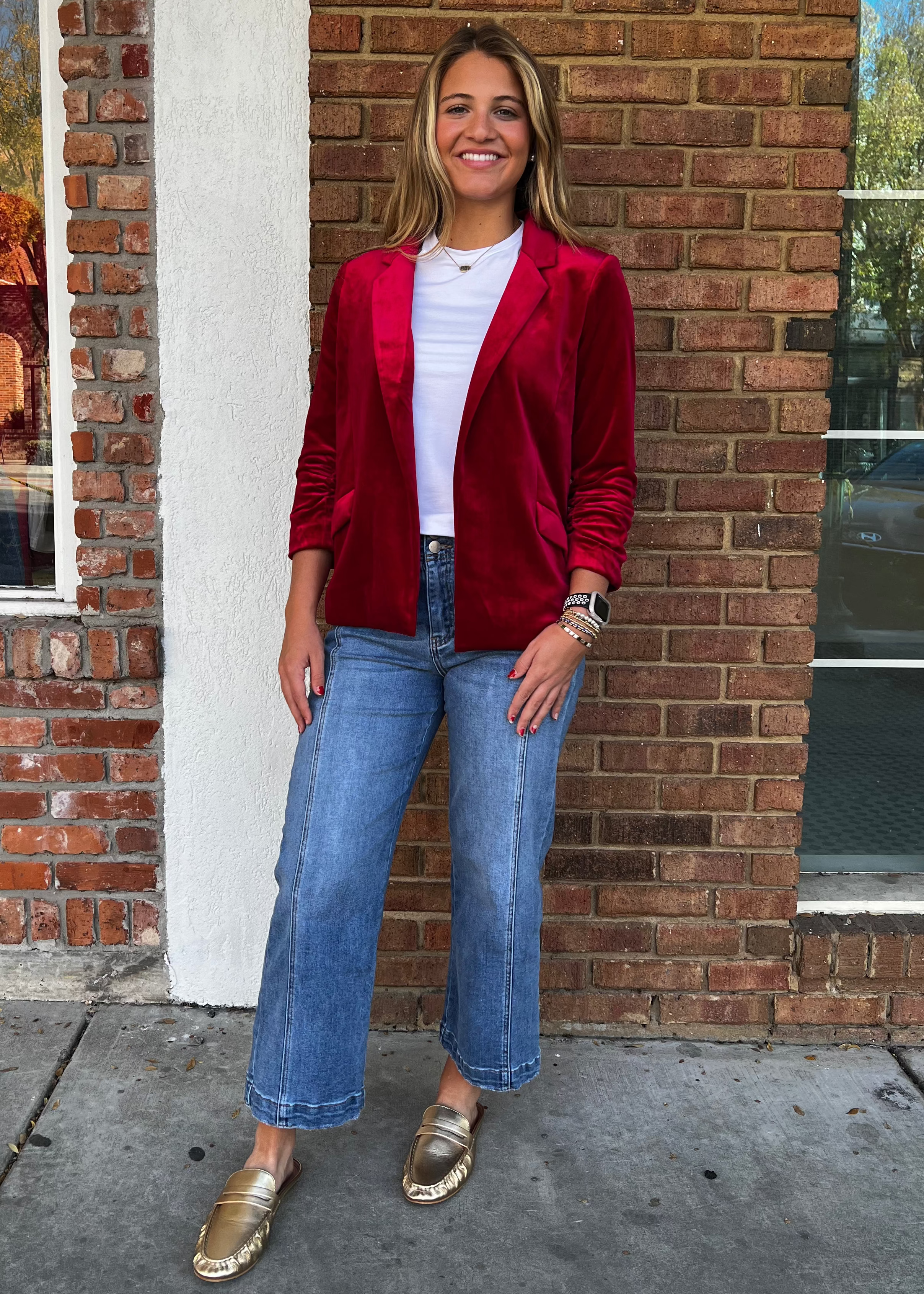 Tatum Velvet Red Blazer