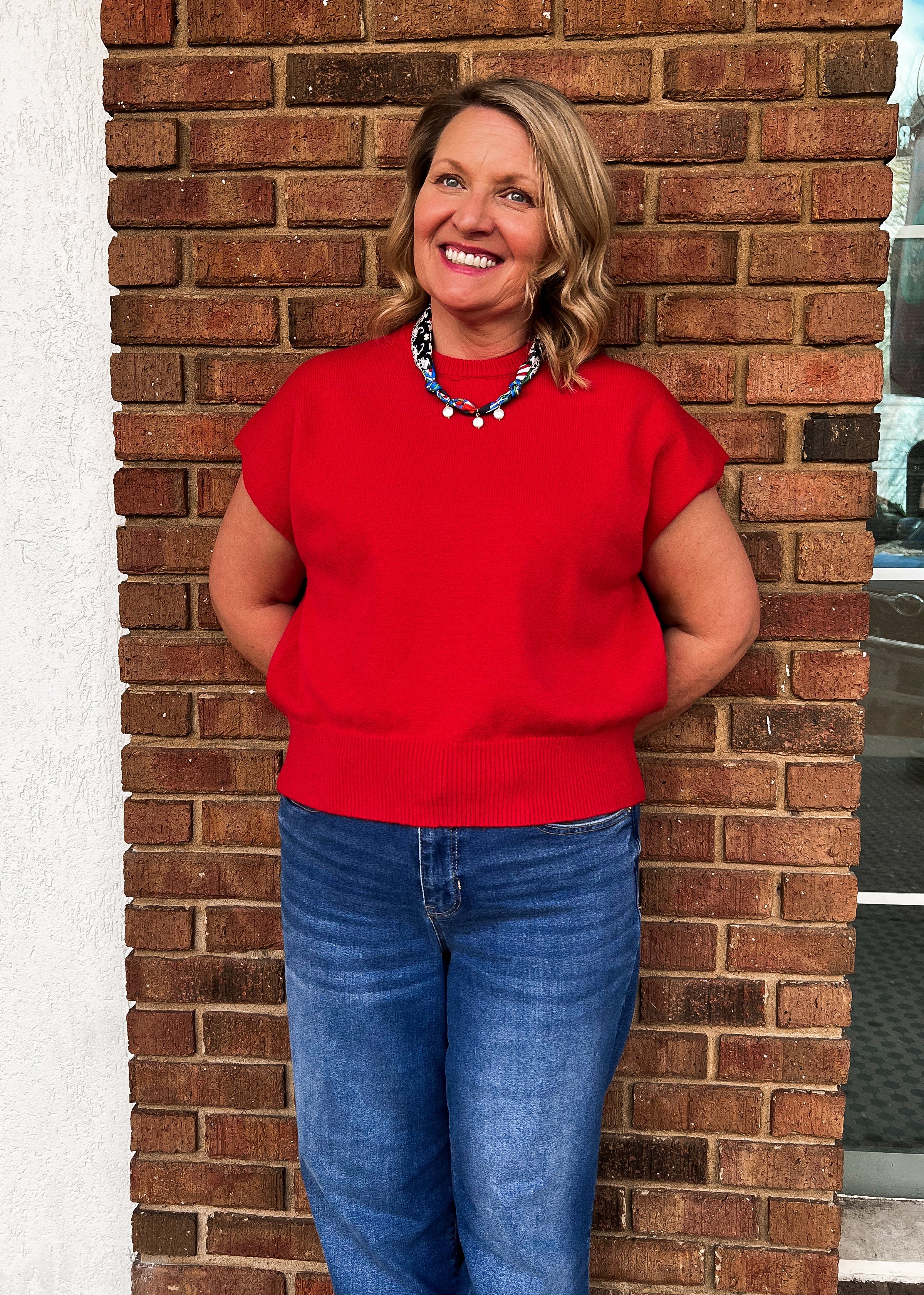 NEW COLOR: Sallie Cap Sleeve Sweater - Red