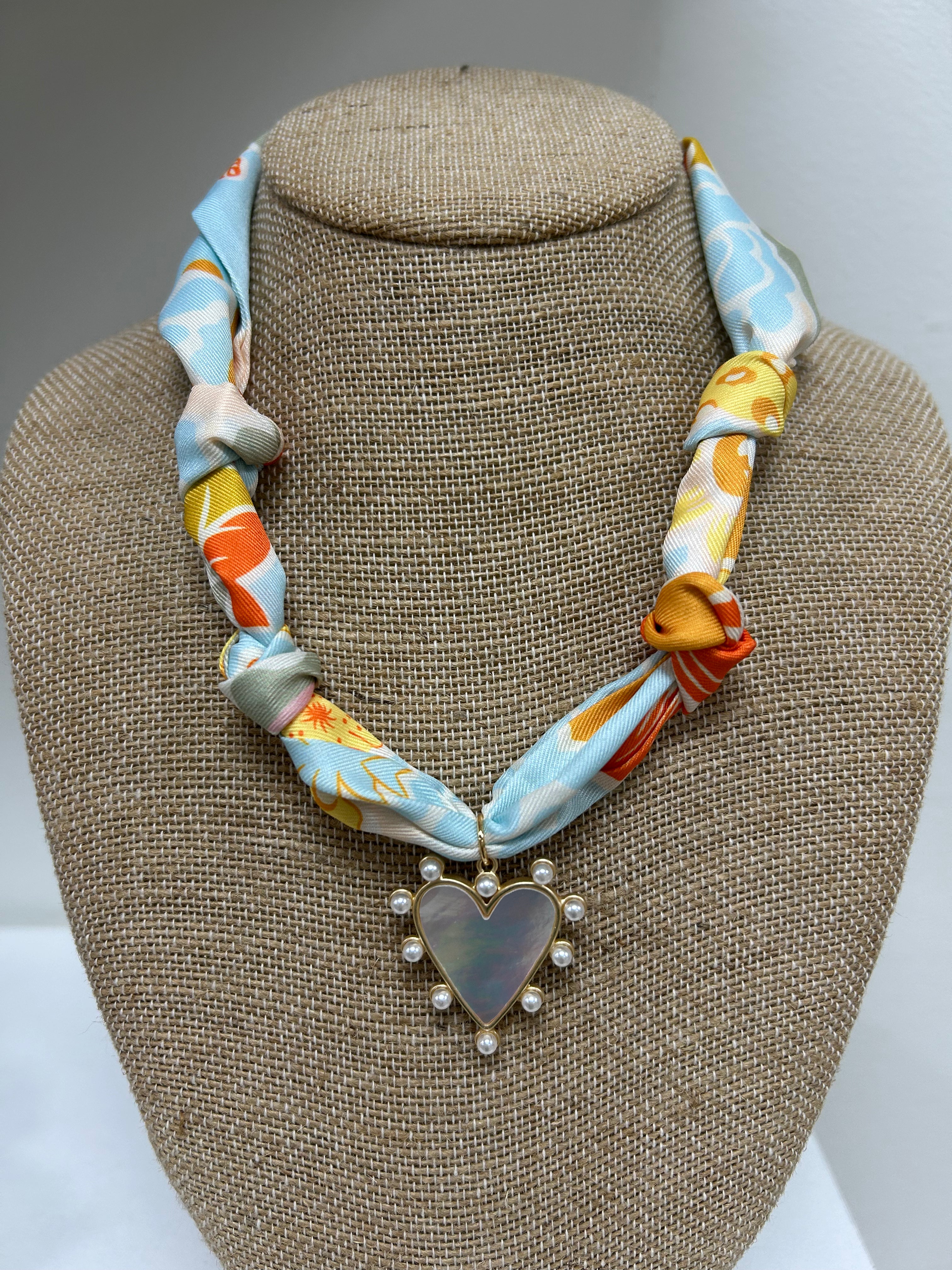 Nora James: Tahiti Scarf Necklace & Pearl Heart