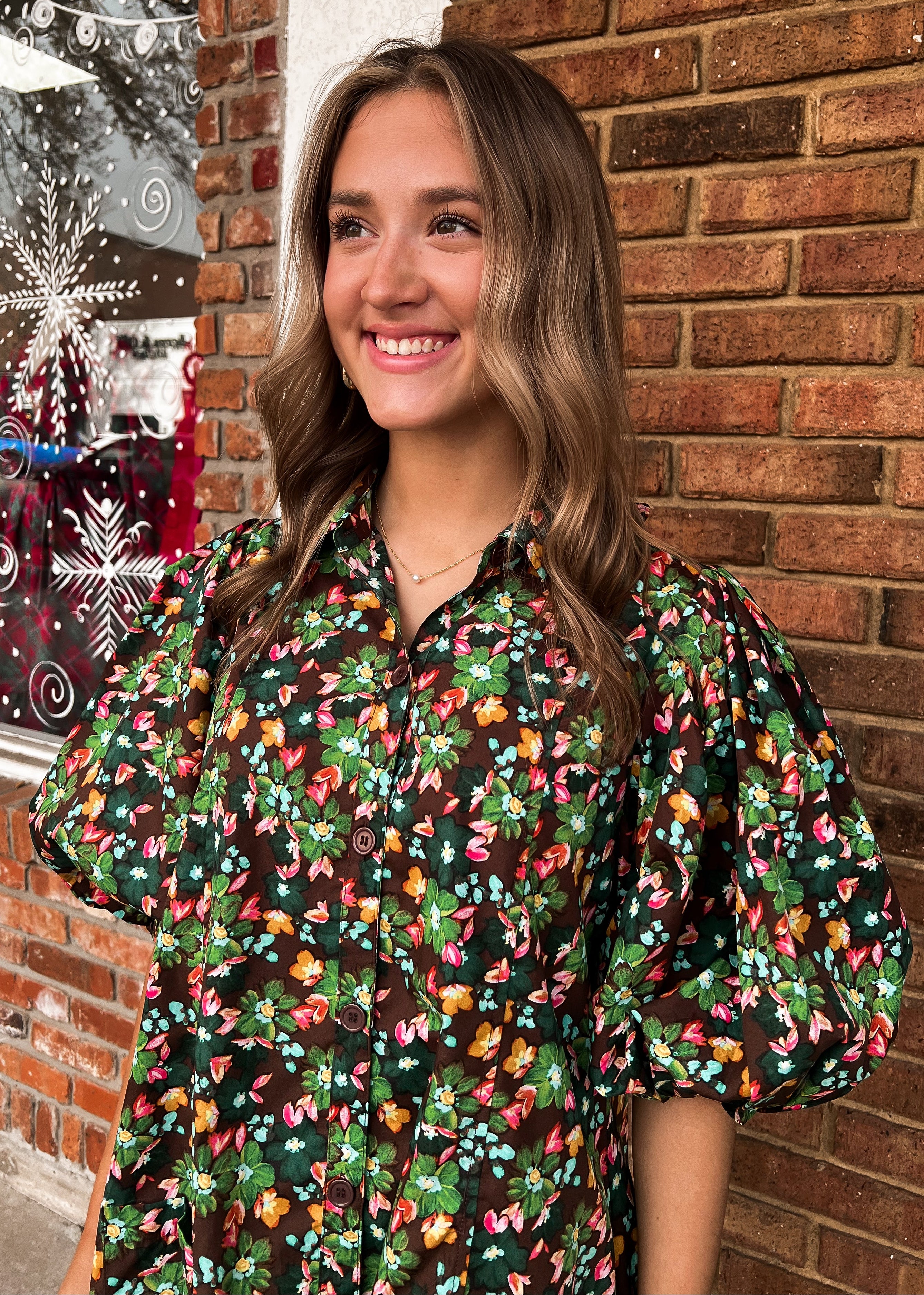 Karlie: Brecken Brown Ruffle Dress