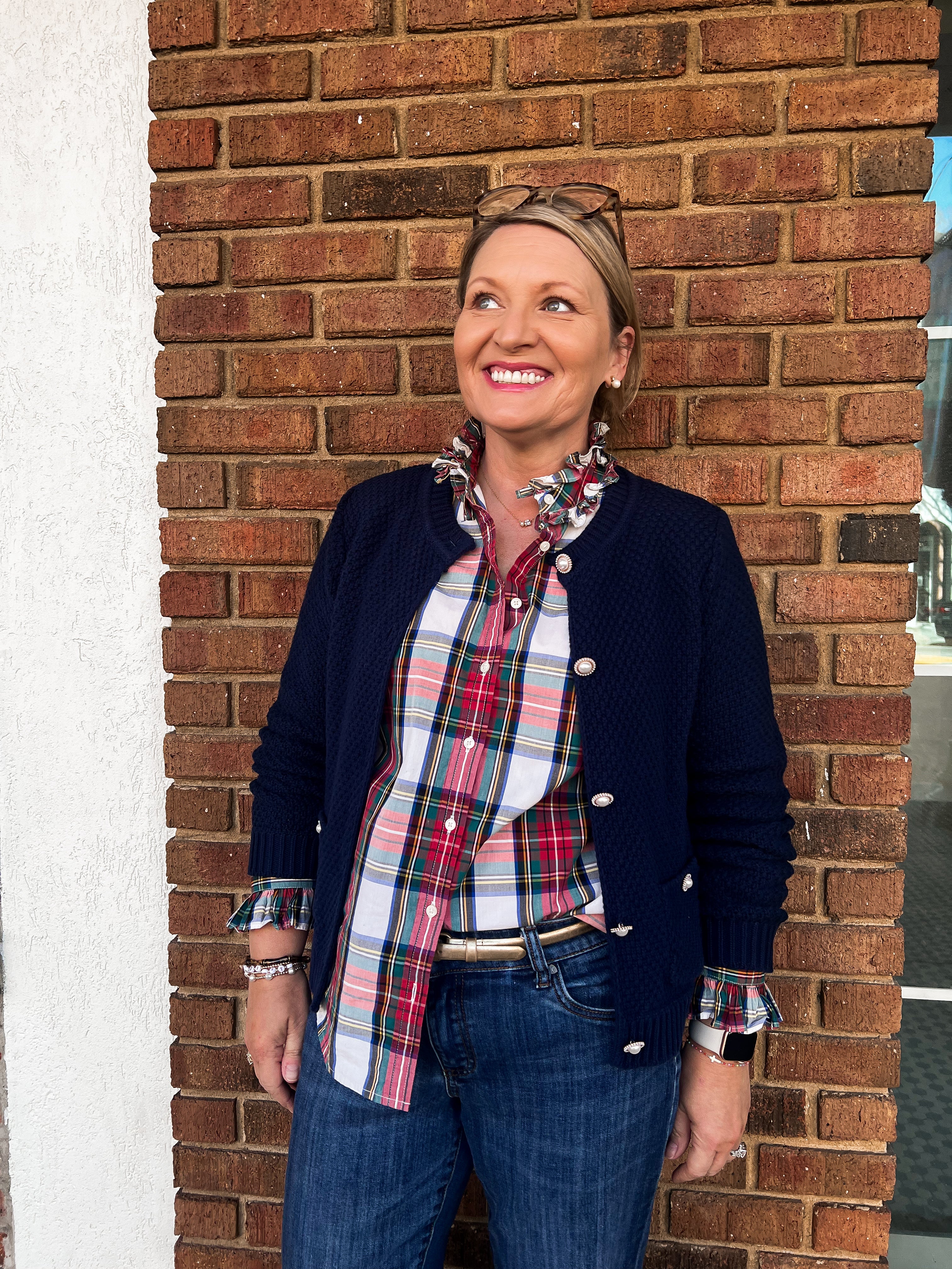 Callie Navy Pearl Button Cardigan